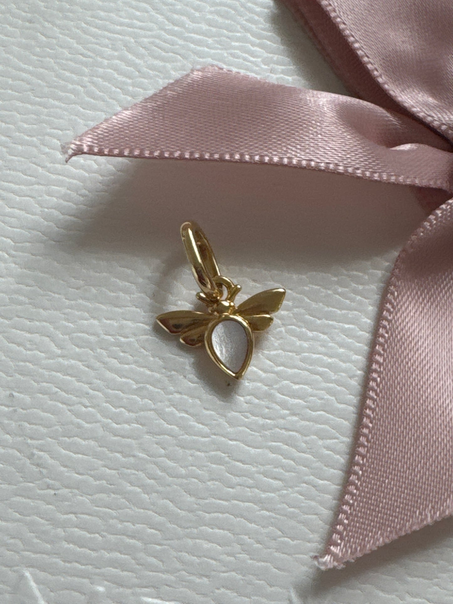 Genuine Pandora Shine Gold White Bee Enamel Mini Charm