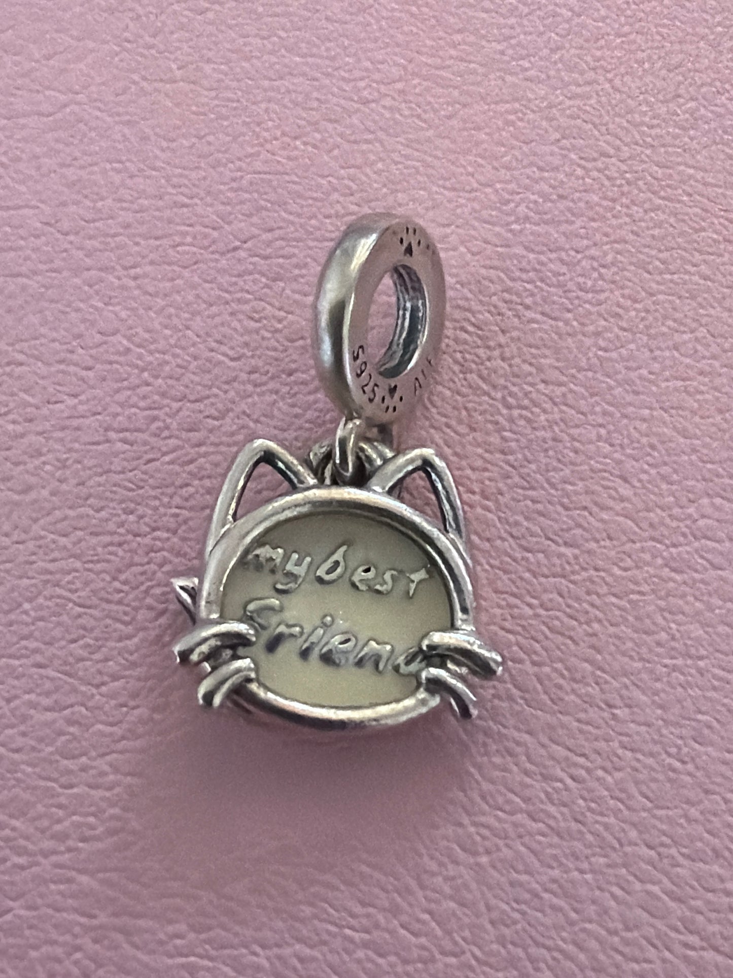 Genuine Pandora Enamel Cat Charm “My Best Friend” Dangle Charm