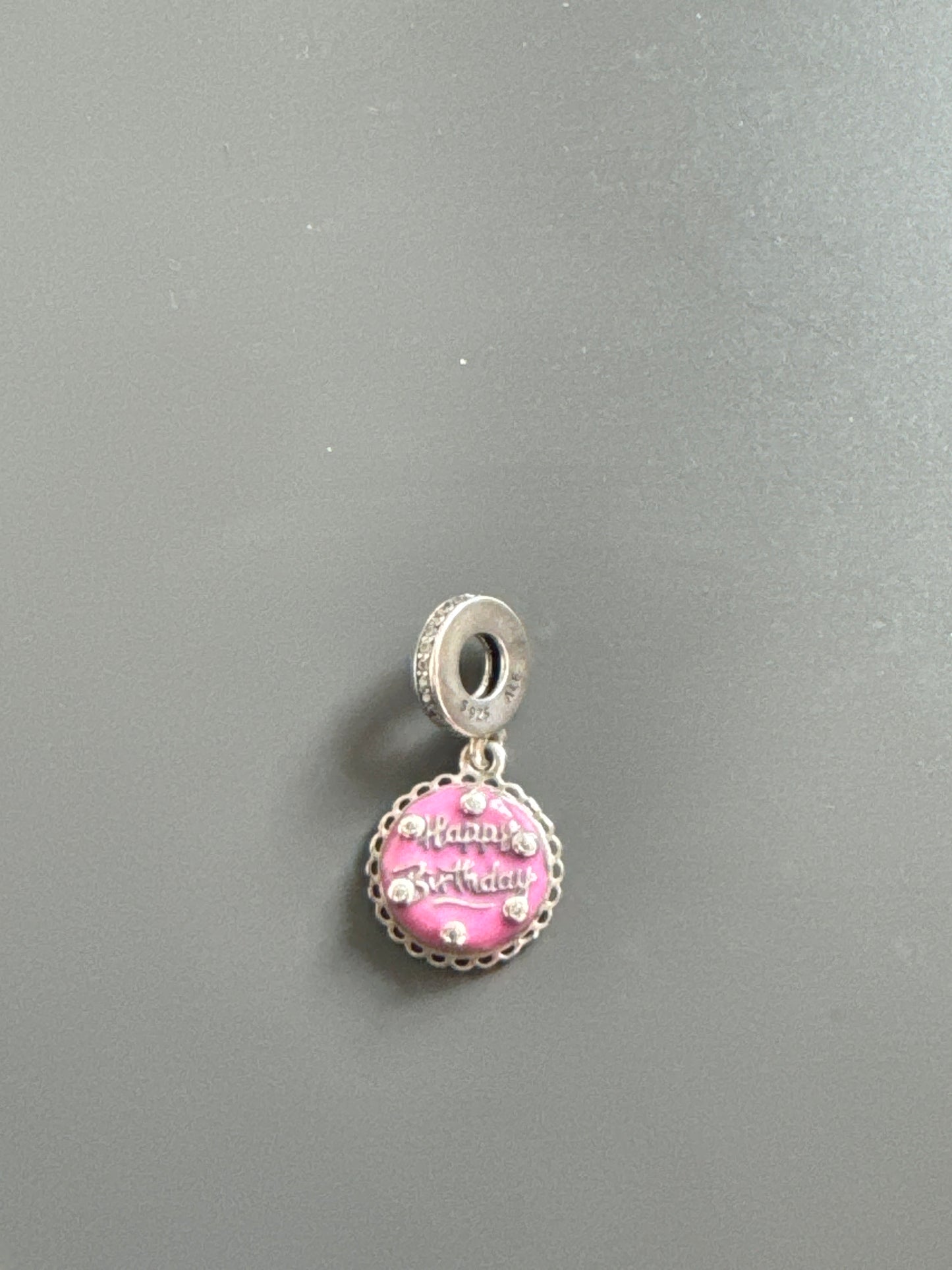 Genuine Pandora Pink Enamel Birthday Cake Dangle Charm
