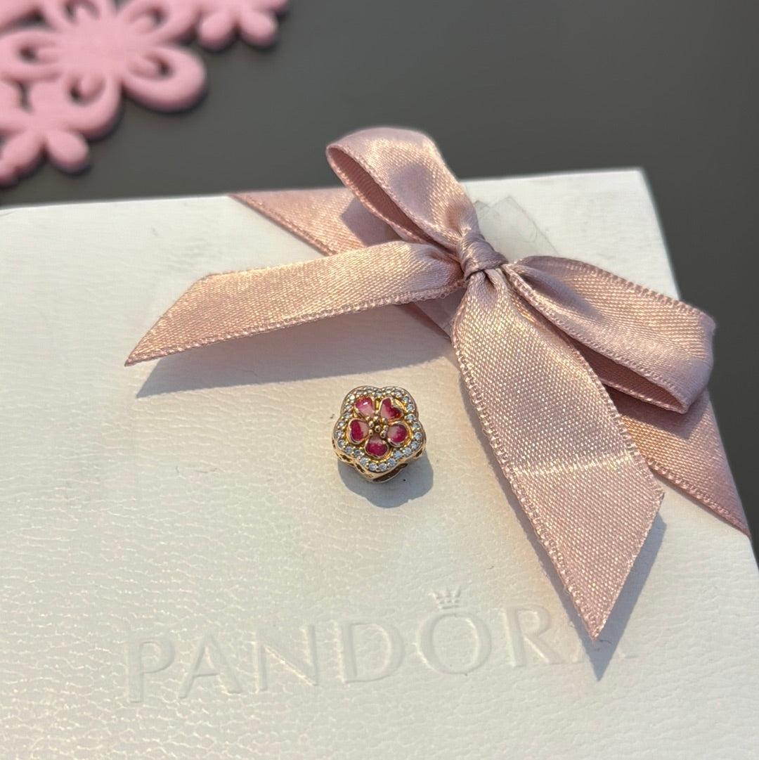 Genuine Pandora Rose Gold Cherry Blossom Flower Charm HTF
