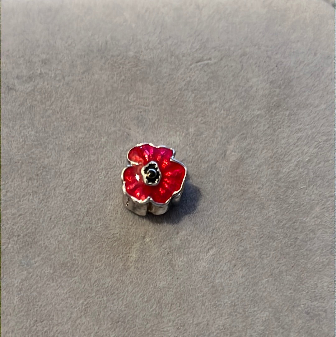 Genuine Chamilia Enamel Red Poppy Charm