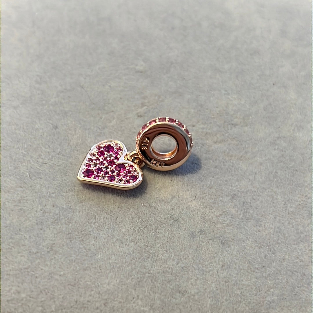 Genuine Pandora Rose Gold Pink Large Heart Enamel Pink Charm Dangle