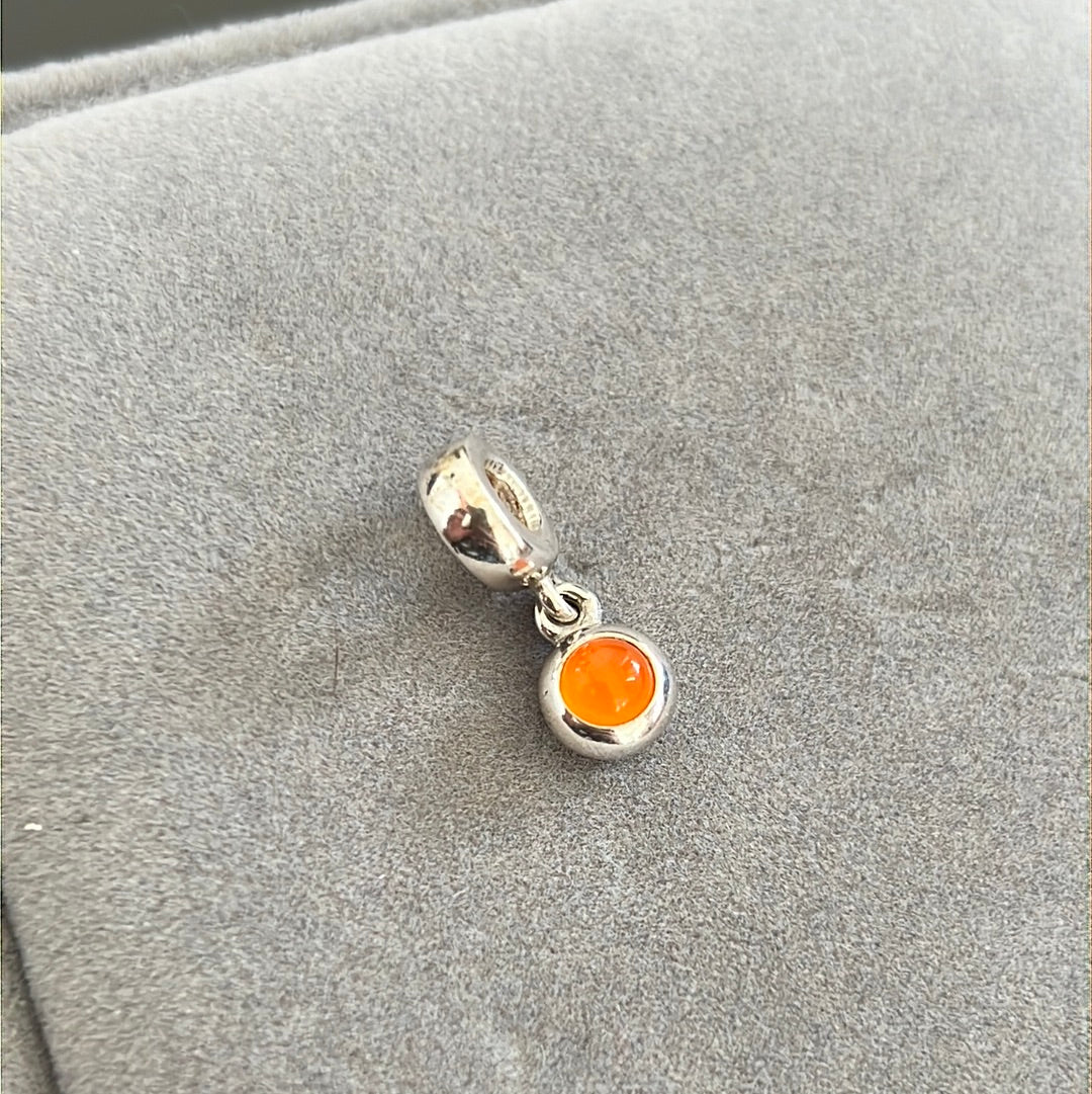 Genuine Pandora Carnelian Cabochon Stone Dangle Rare HTF Charm