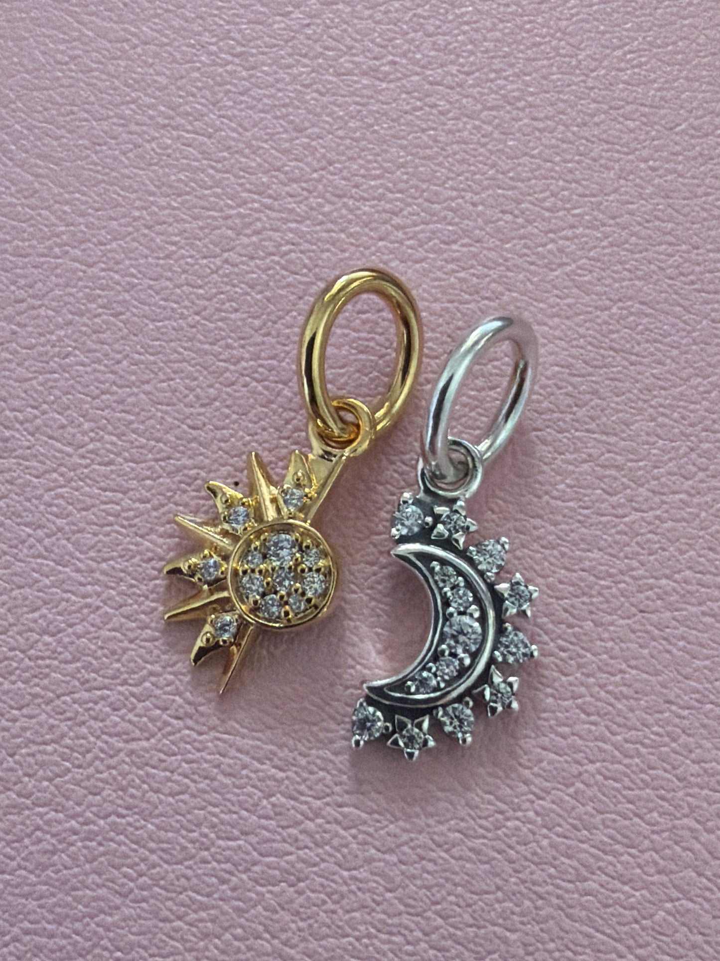 Genuine Pandora New Style Splittable Sun & Moon Dangle Charm