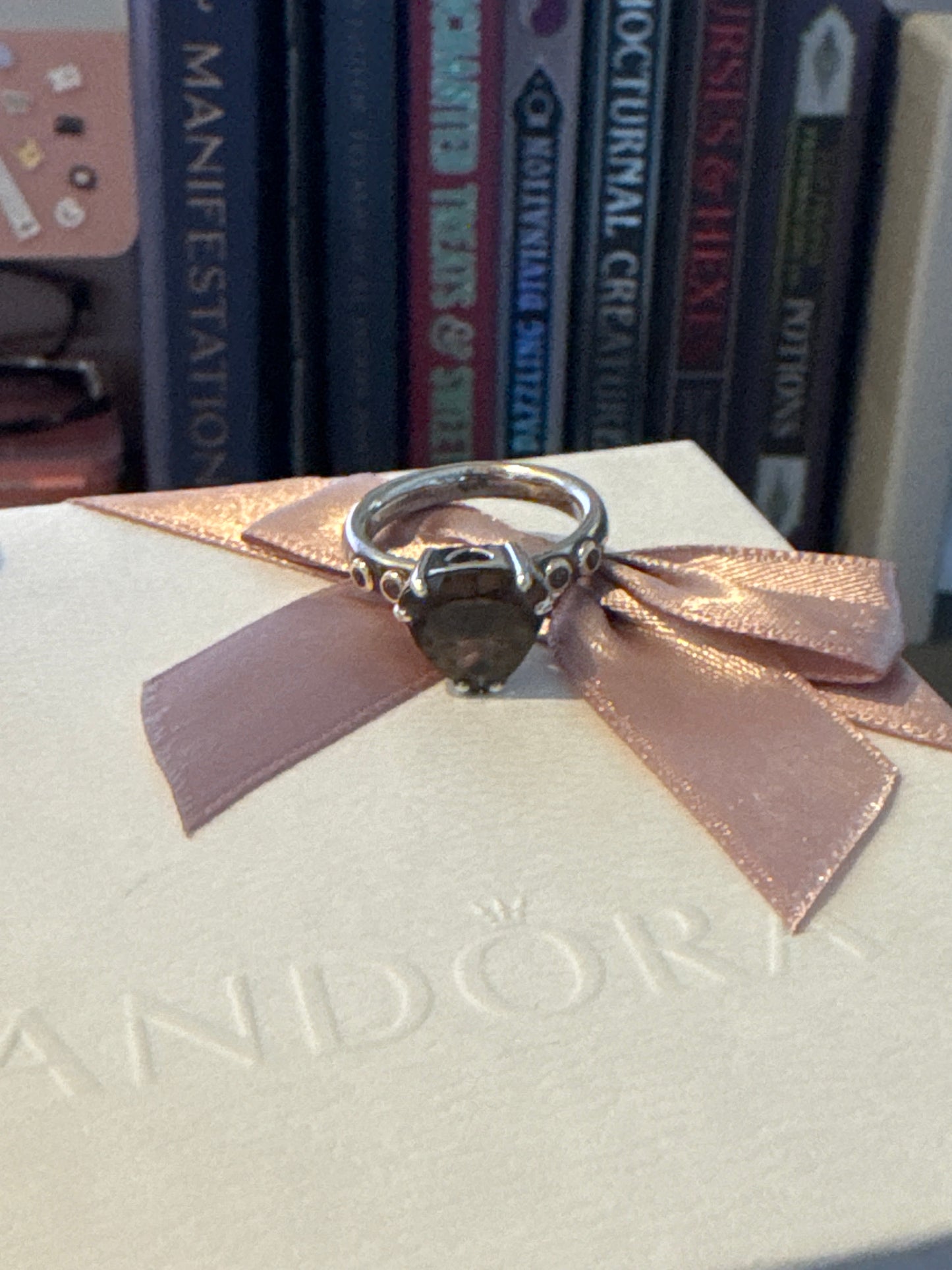 Genuine Pandora Two Tone Smokey Quartz Close To My Heart Ring Size 54