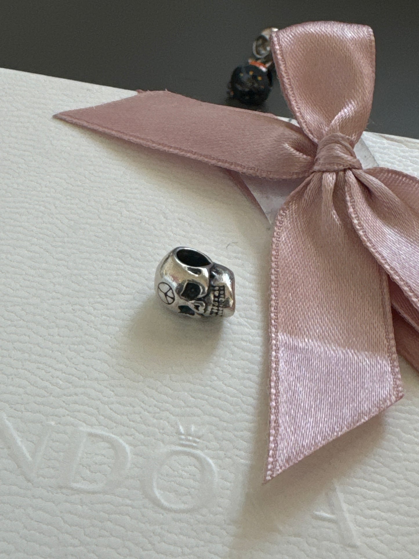 Sterling Silver Skull and Peace Charm