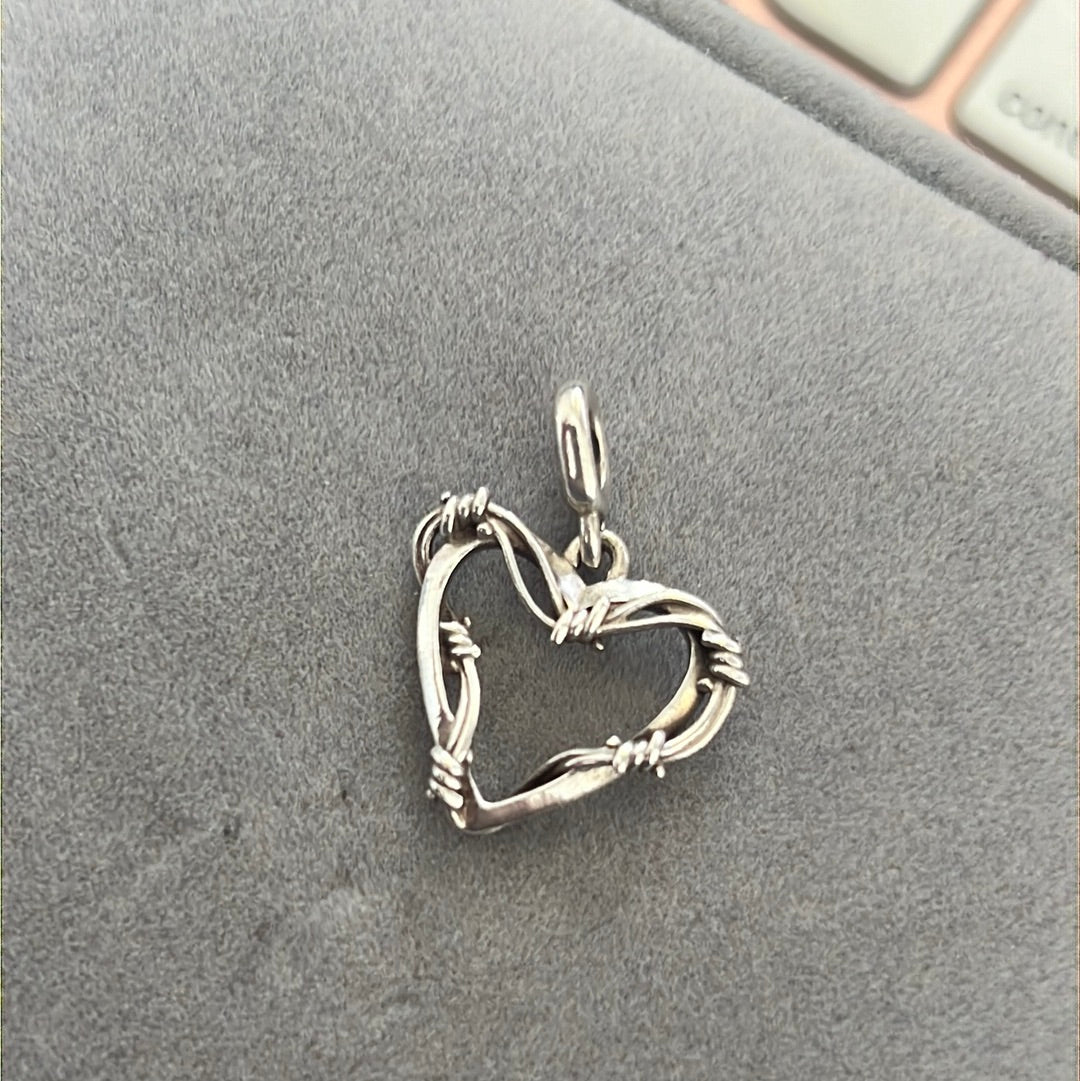 Genuine Pandora Me Wire Heart Medallion CZ Large Charm
