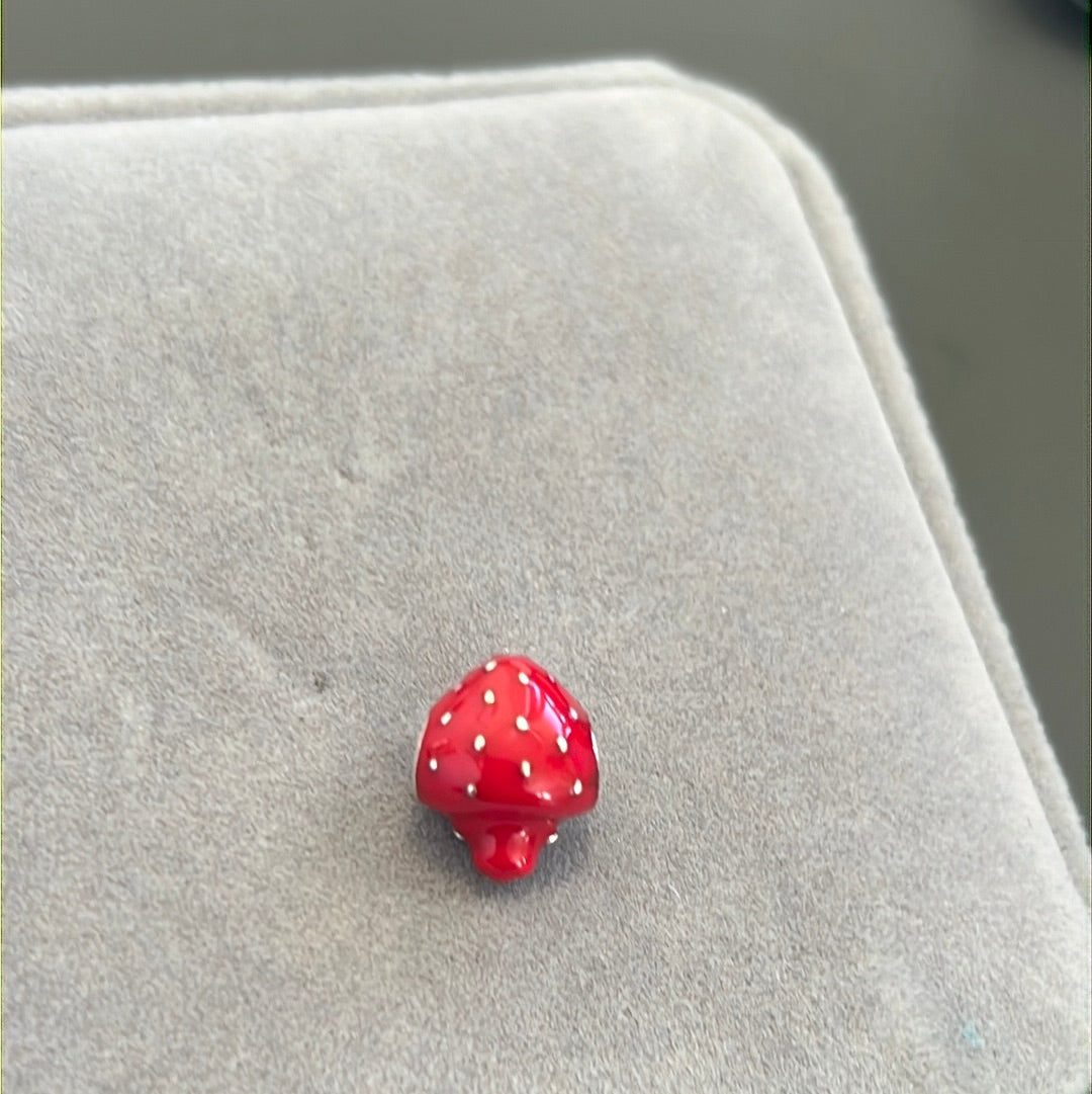 Sterling Silver Enamel Cute Strawberry Charm