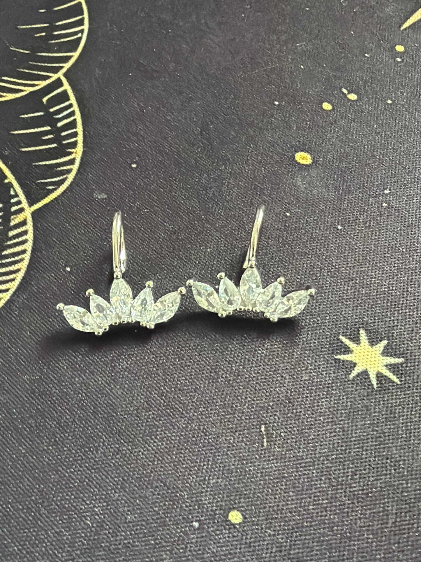 Brand New Silver Plated Pave Ear Cuff Earrings