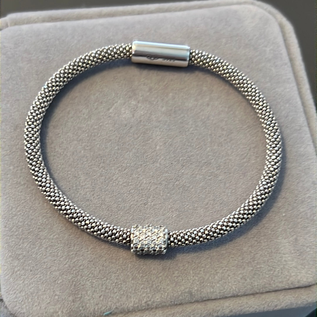 Genuine Links of London Pave and Mesh Charm Bracelet - Fits a wearer of 18-19cm