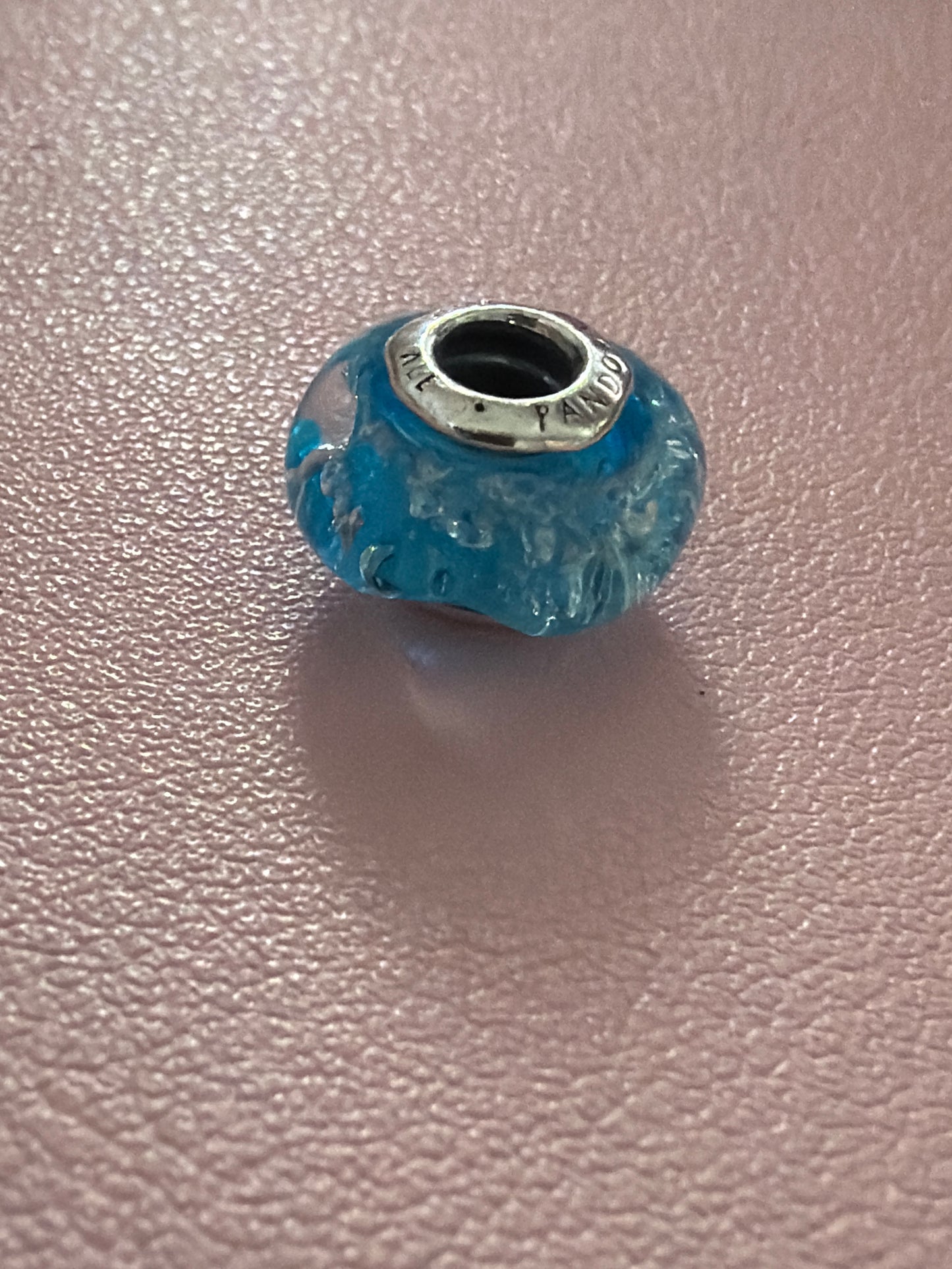 Genuine Pandora Small Light Mini Blue Shine Sea Bumpy Wave Murano Beautiful