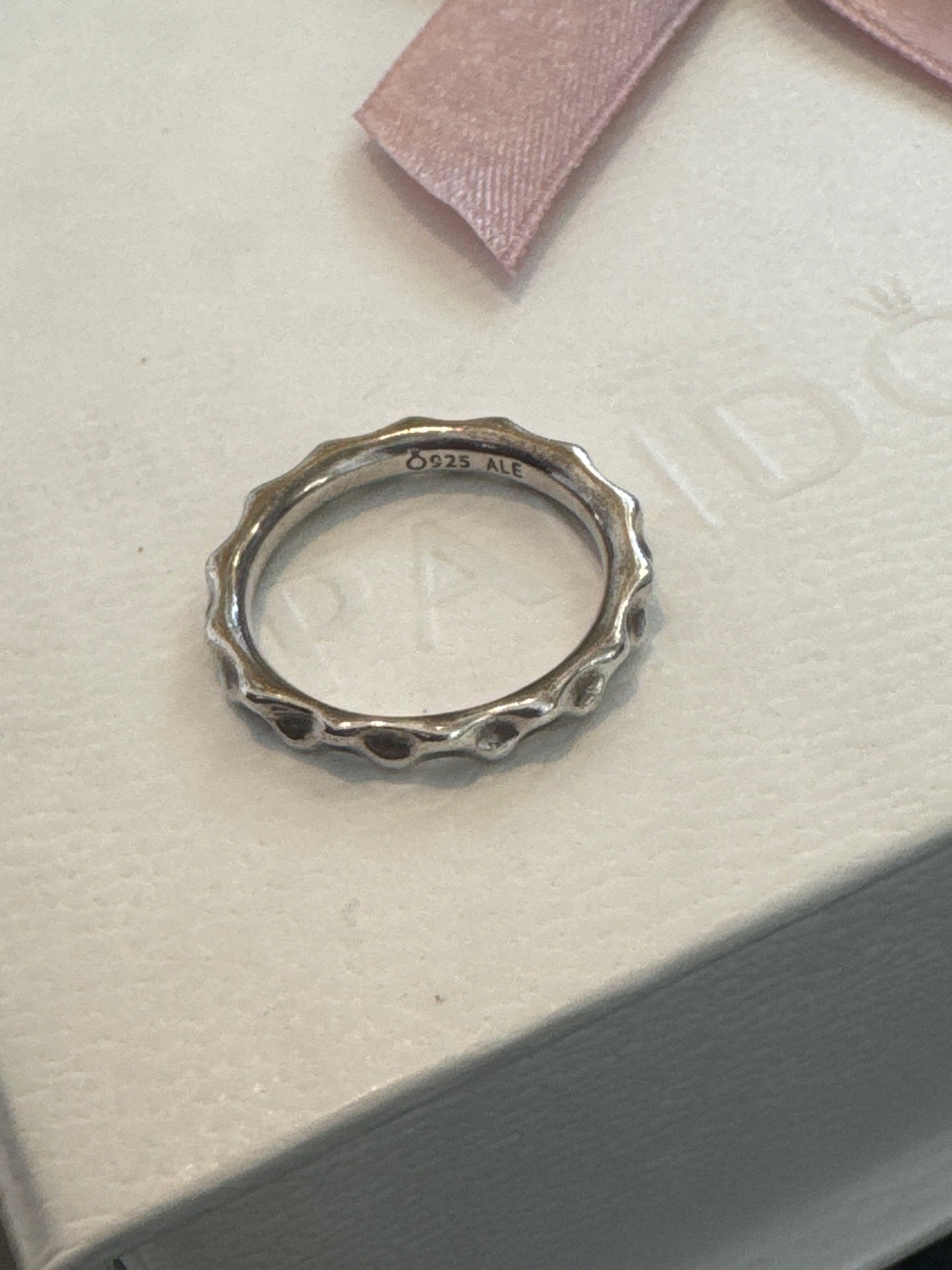 Genuine Pandora Rare and Retired Liquid Flow Ring Size 52