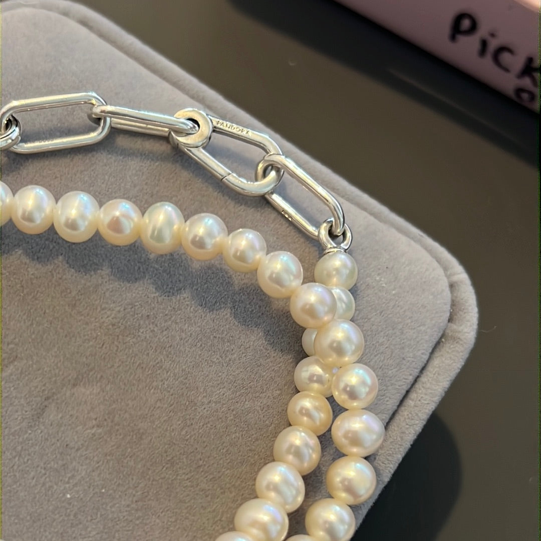 Genuine Pandora Me Treated Freshwater Cultured Pearl &  Link Chain Necklace 45cm