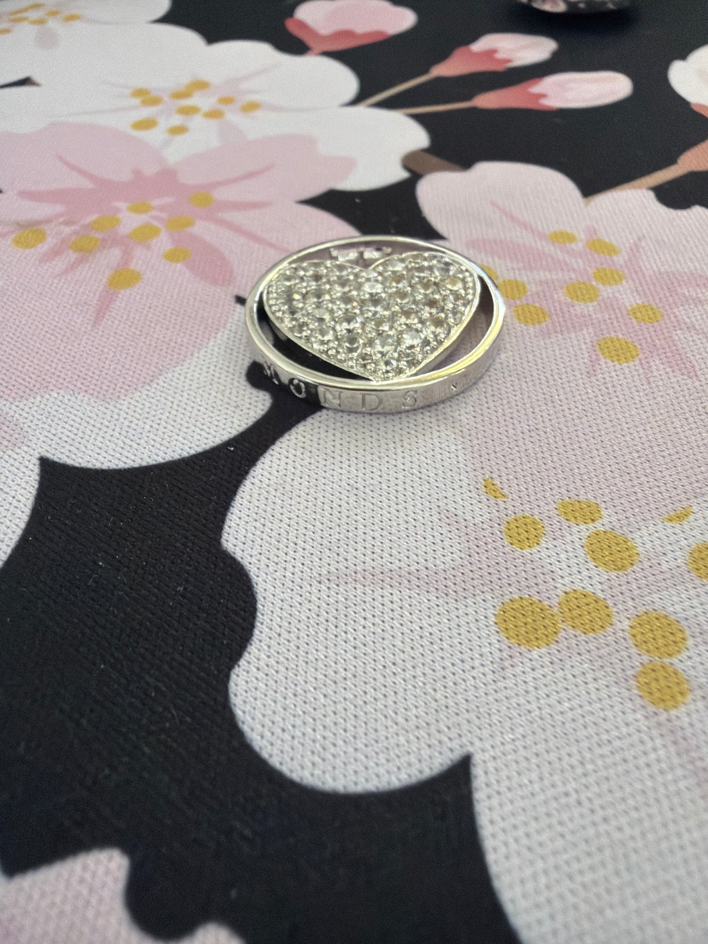 Genuine Hot Diamond Emozioni Small Coin For the Coin Keeper Necklace Pave Heart