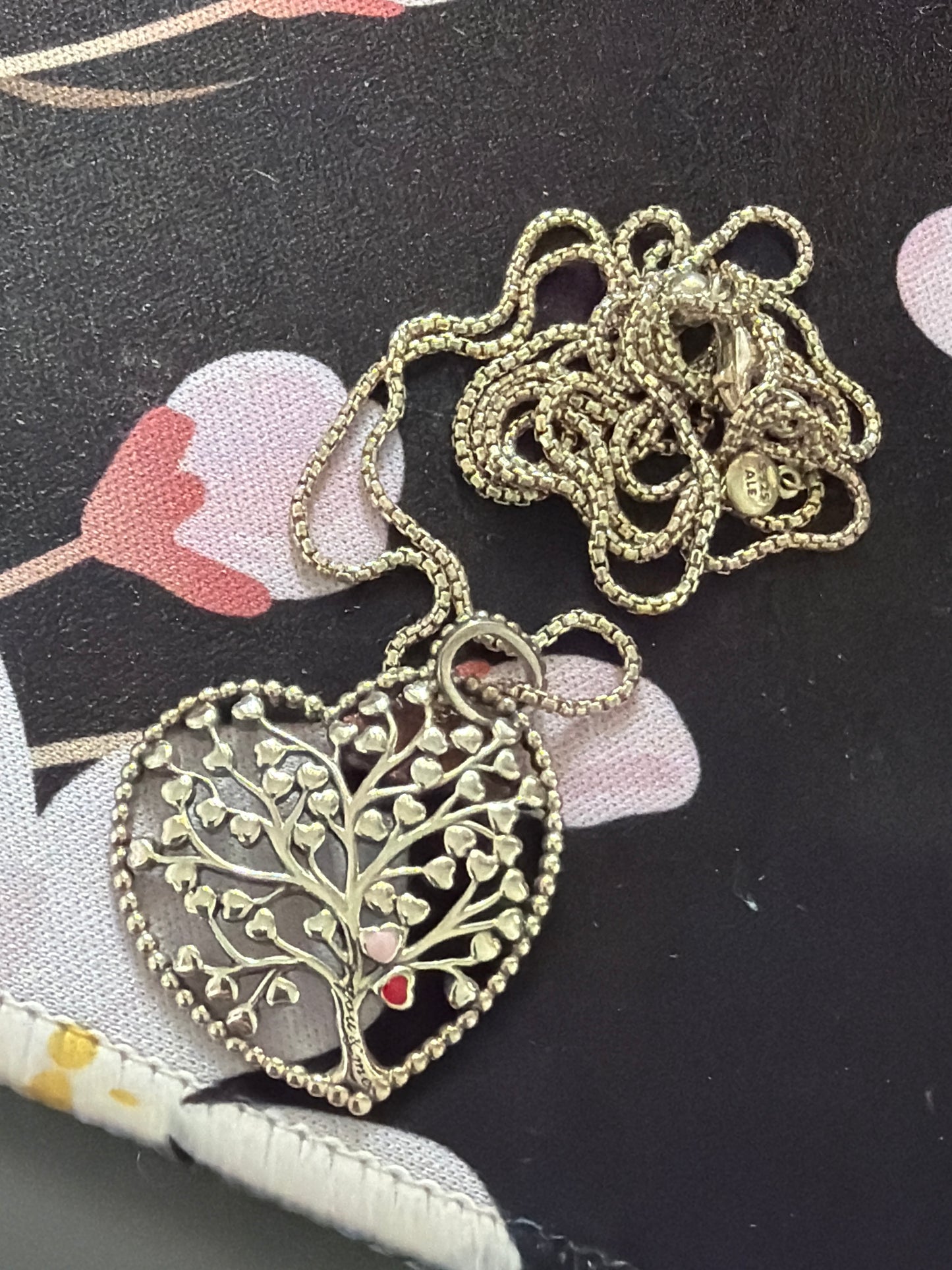 Genuine Pandora Heart Family Tree Necklace Pendant 70cm Adjustable Chain