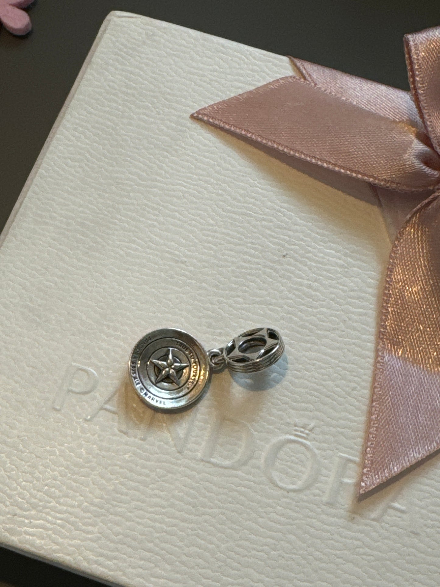 Genuine Pandora Disney Marvel X Captain America Shield Enamel Dangle Charm