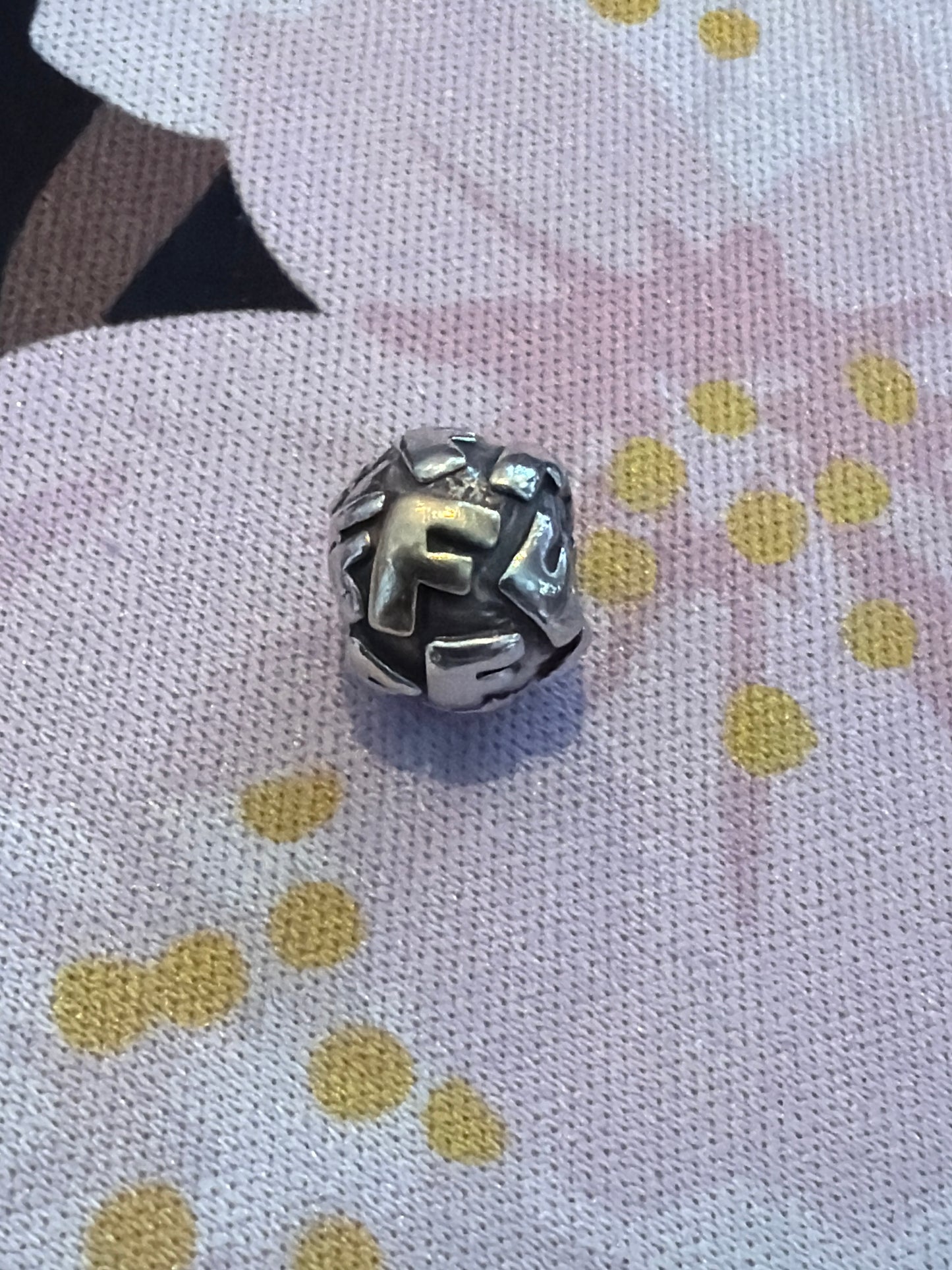 Genuine Pandora Two Tone Letter F Initial Retired Charm