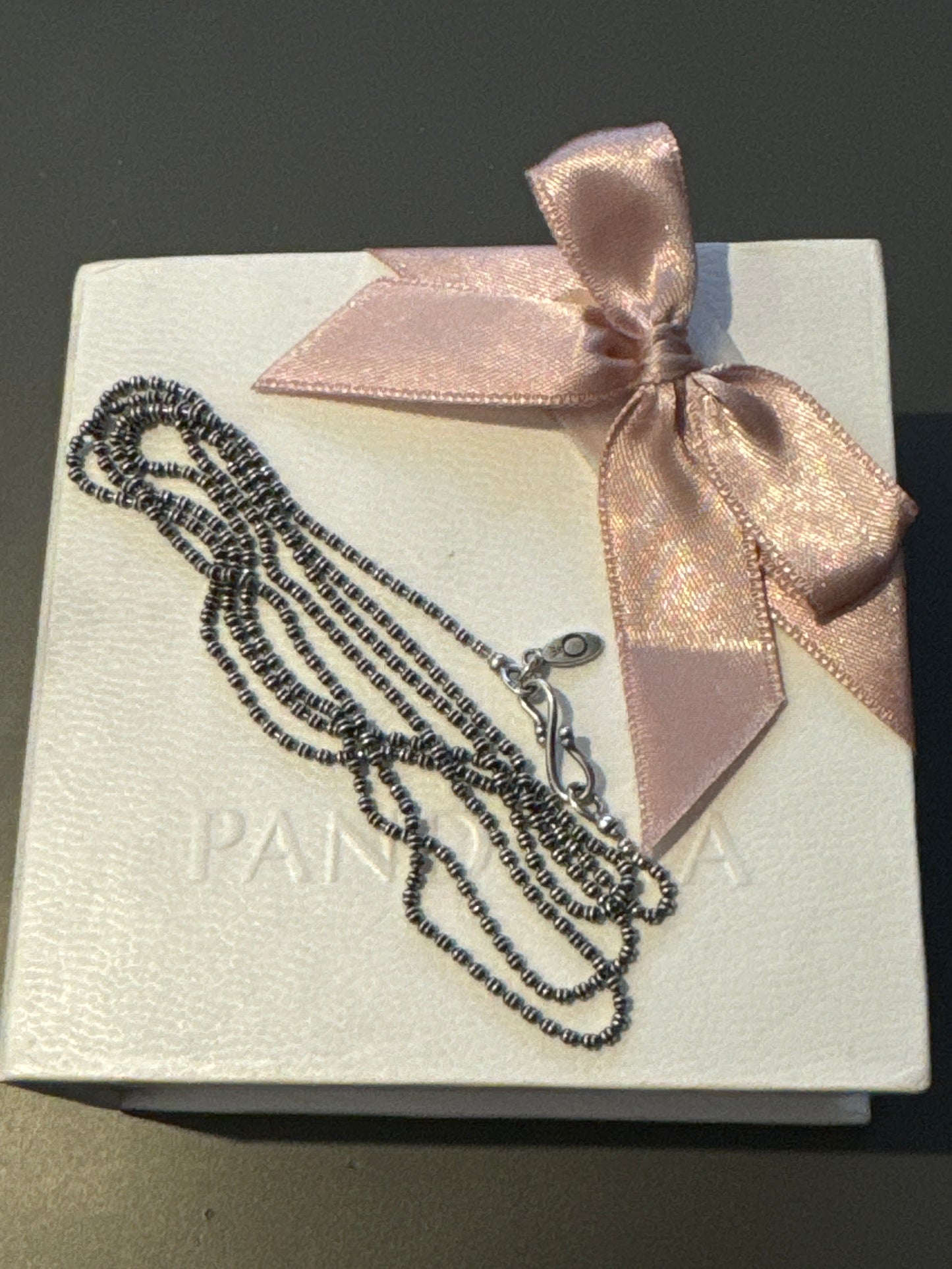 Genuine Pandora Oxidised Ball Beaded Chain Retired Necklace 55cm