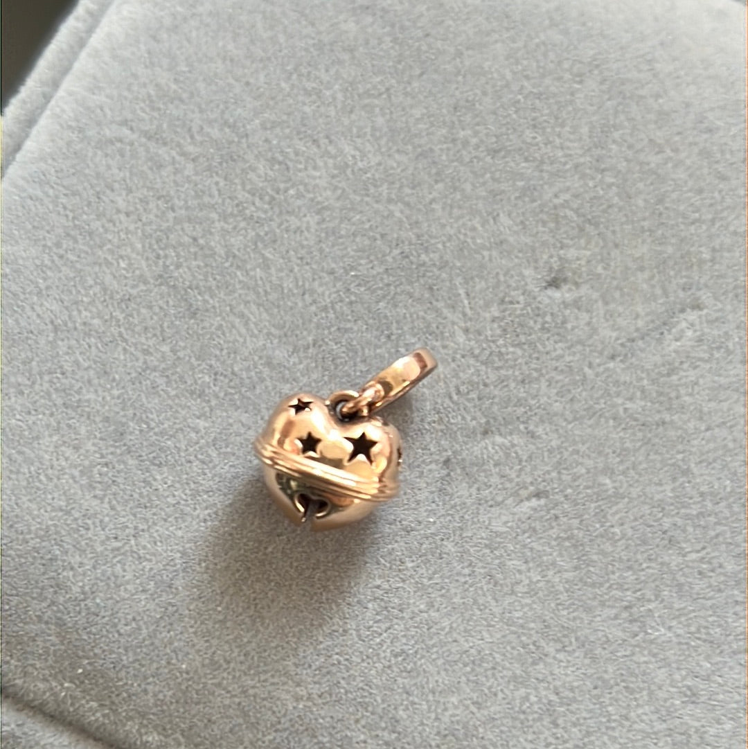 Genuine Pandora Rose Gold Heart Shaped Bell Dangle Charm