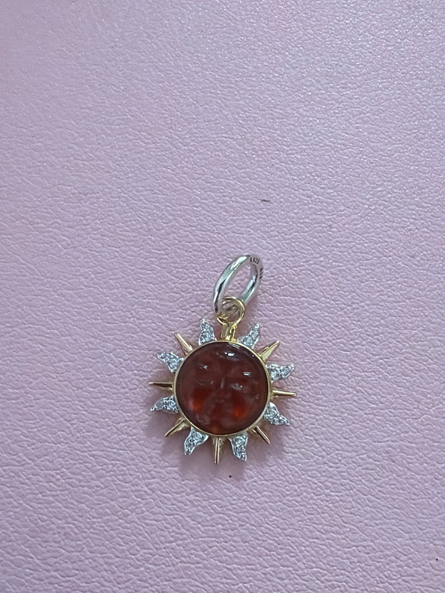 Genuine Pandora Two Tone Swirling Sun Pave Glass Charm Pendant