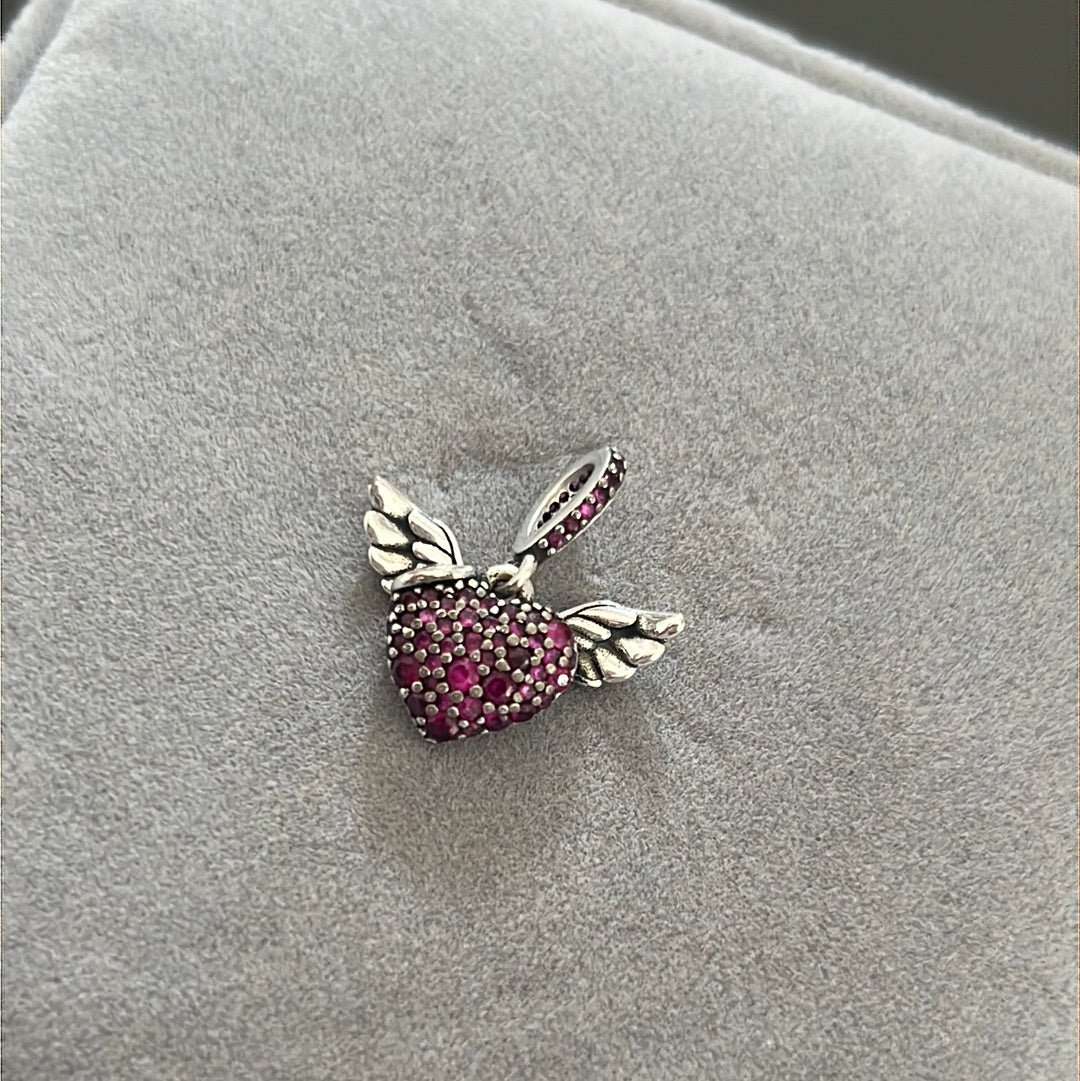Genuine Pandora Angel Wing Halo Pave Charm Pendant