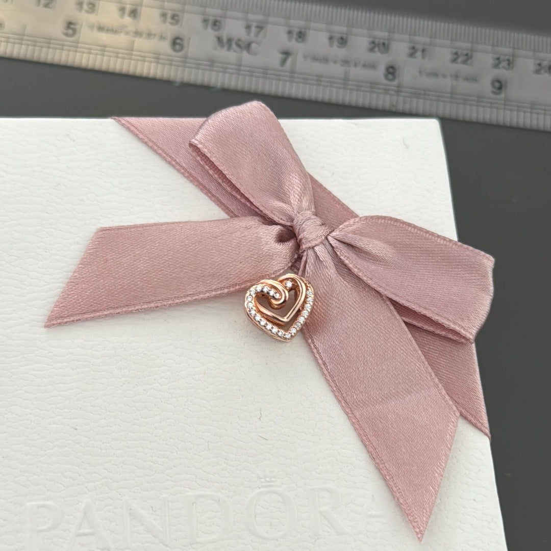 Genuine Pandora Rose Gold Double Pave Heart Openwork Charm