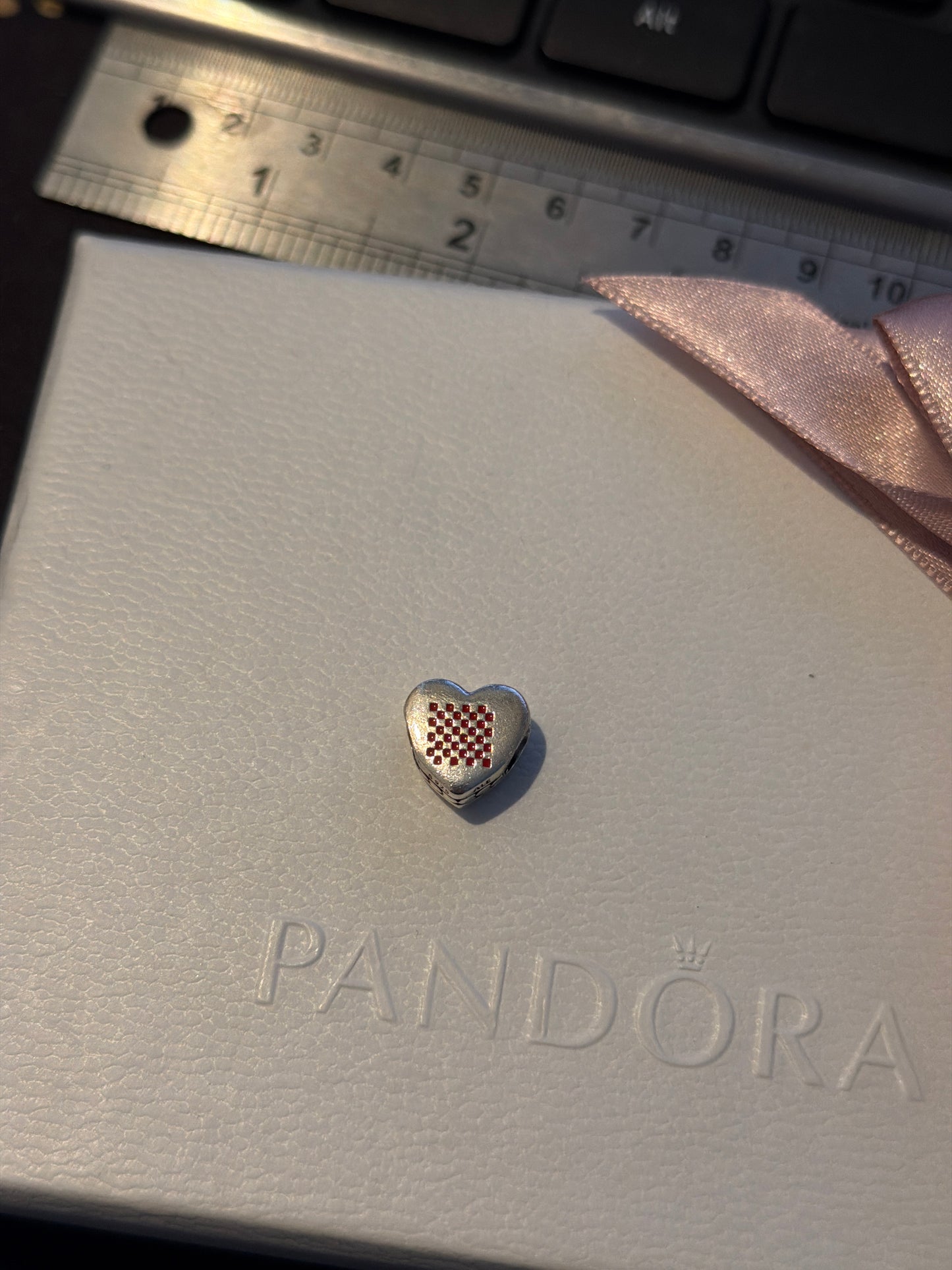 Genuine Pandora Chequerboard Croatia Heart Travel Charm
