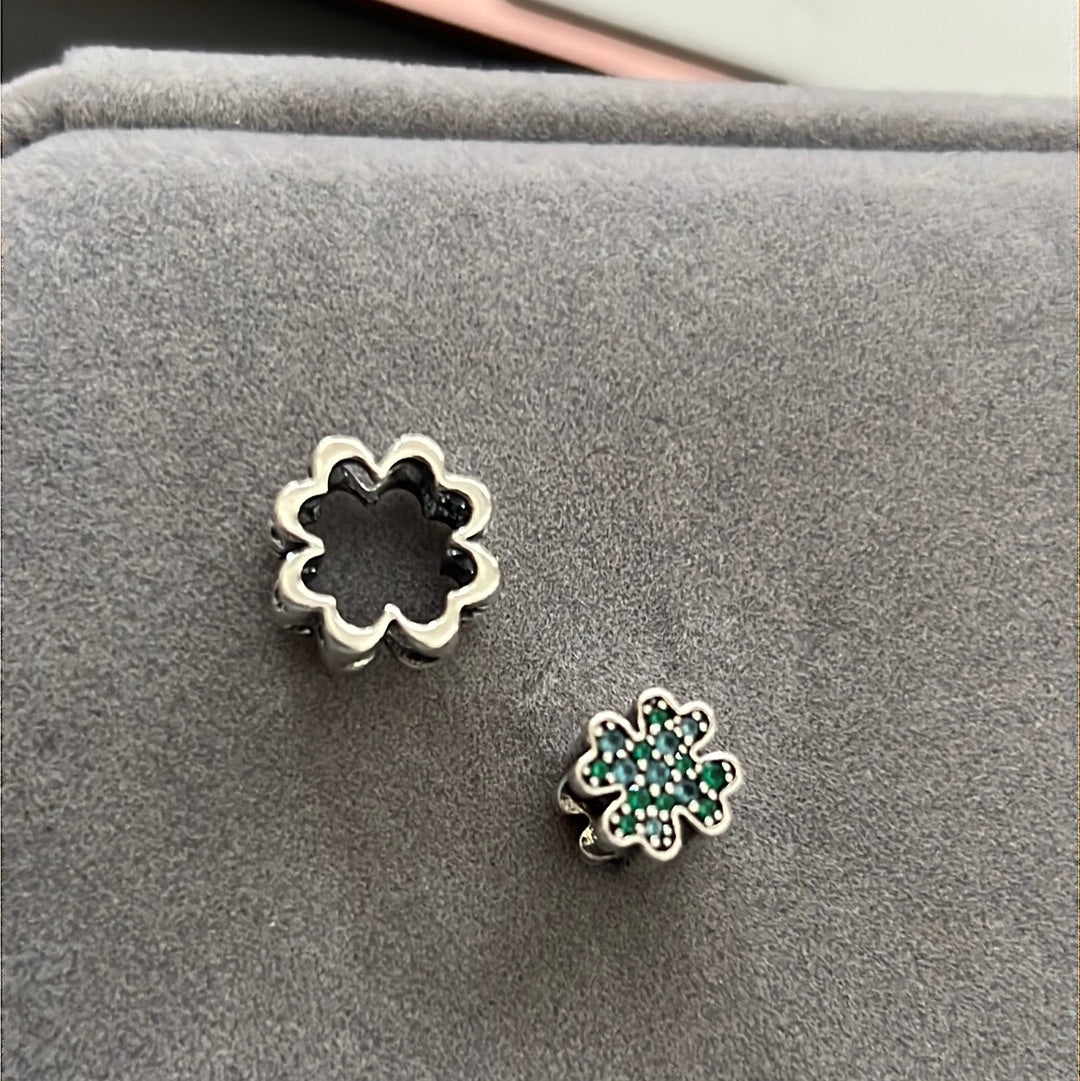 Genuine Pandora Splittable Pave Clover Charm 2 in 1