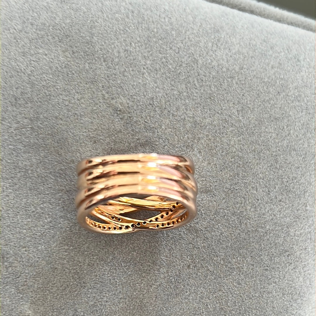 Genuine Pandora Rose Gold Pave Line Clear CZ Stone Ring Size 58