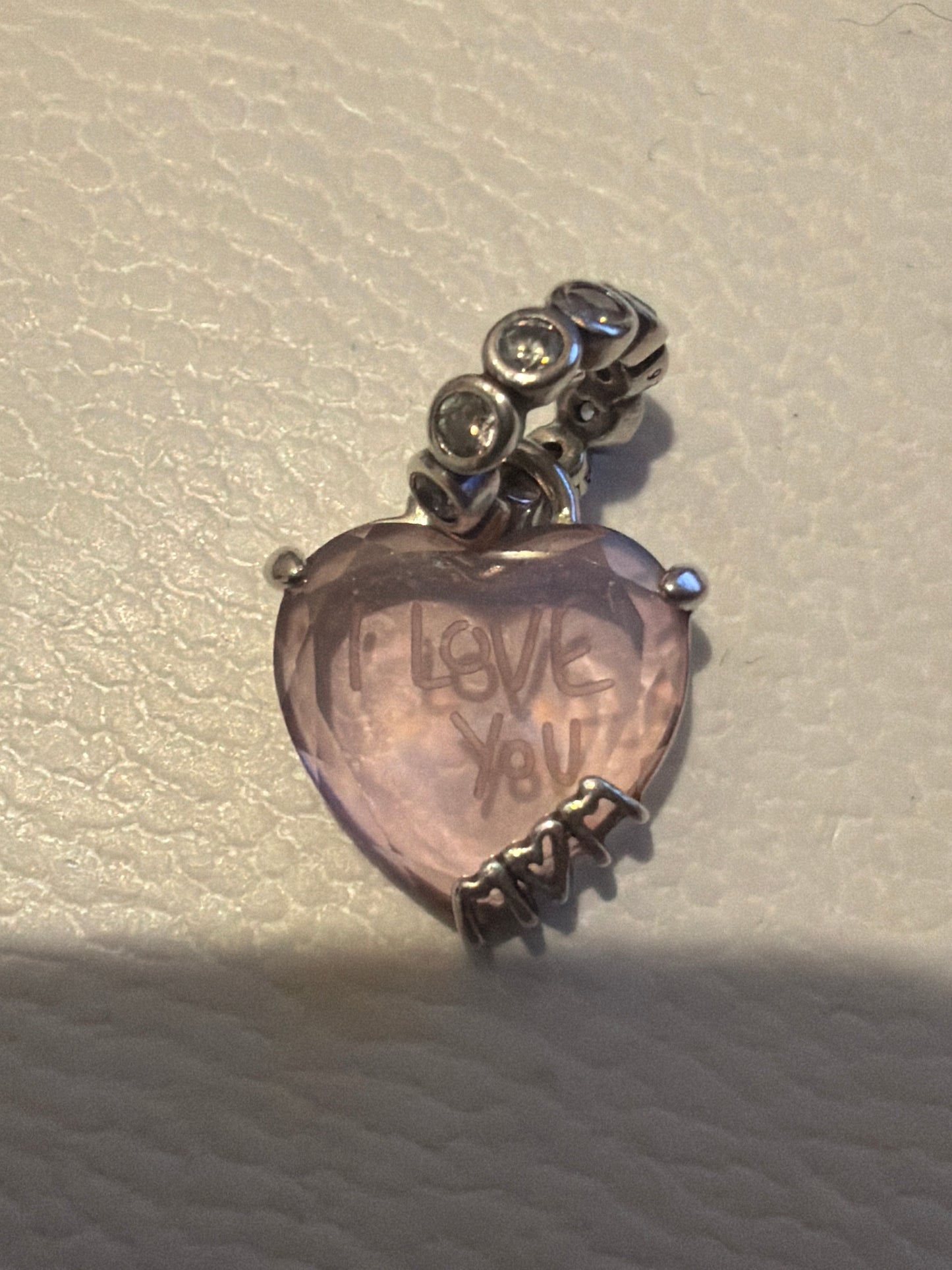 Genuine Pandora New Style I Love you Mum Pink Heart Dangle Charm