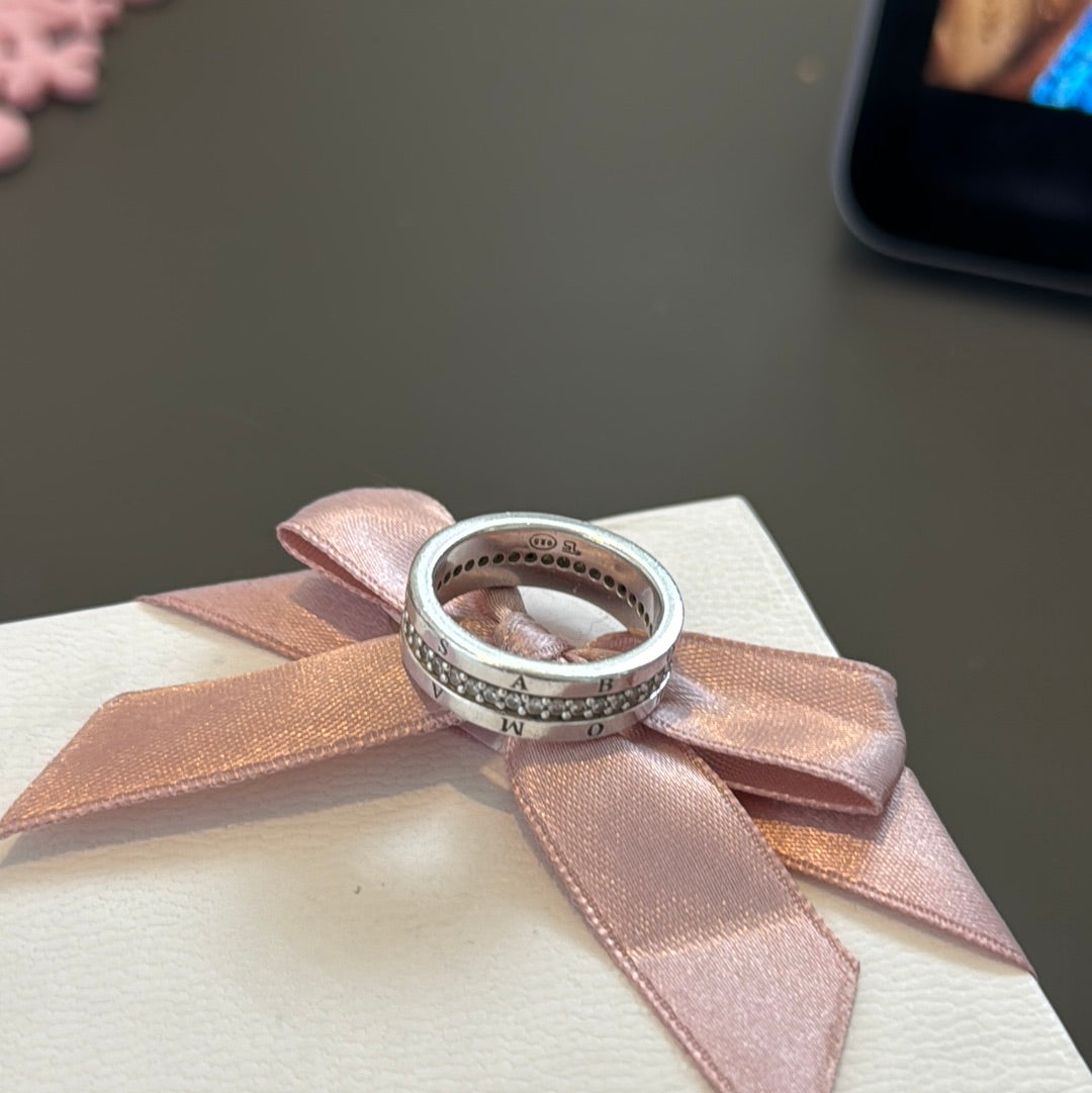 Genuine Thomas Sabo Logo CZ Line Eternity Ring Size 60