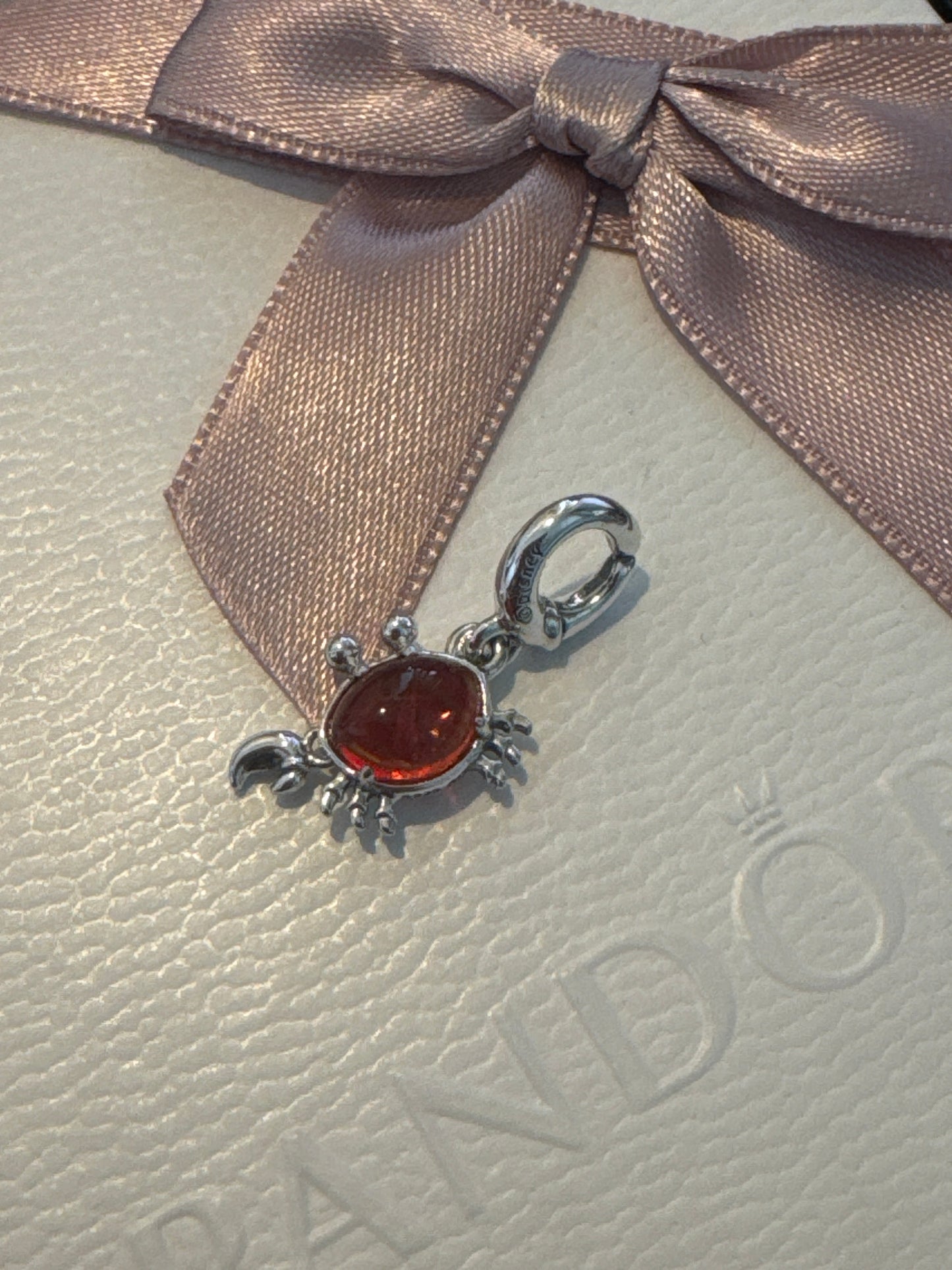 Genuine Pandora Disney Little Mermaid Orange Stone Cz Crab Dangle Charm