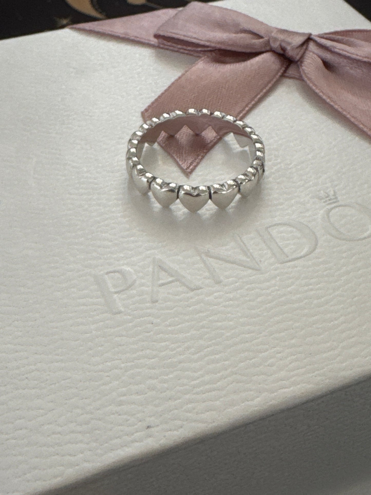 Genuine Pandora Row of Hearts New Style Ring 58
