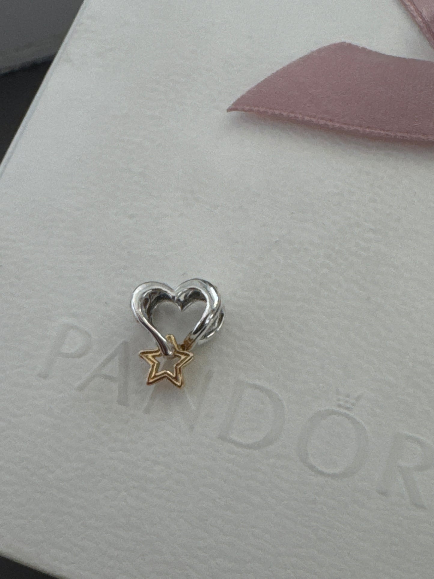Genuine Pandora My Lucky Star Two Tone Heart Star Charm