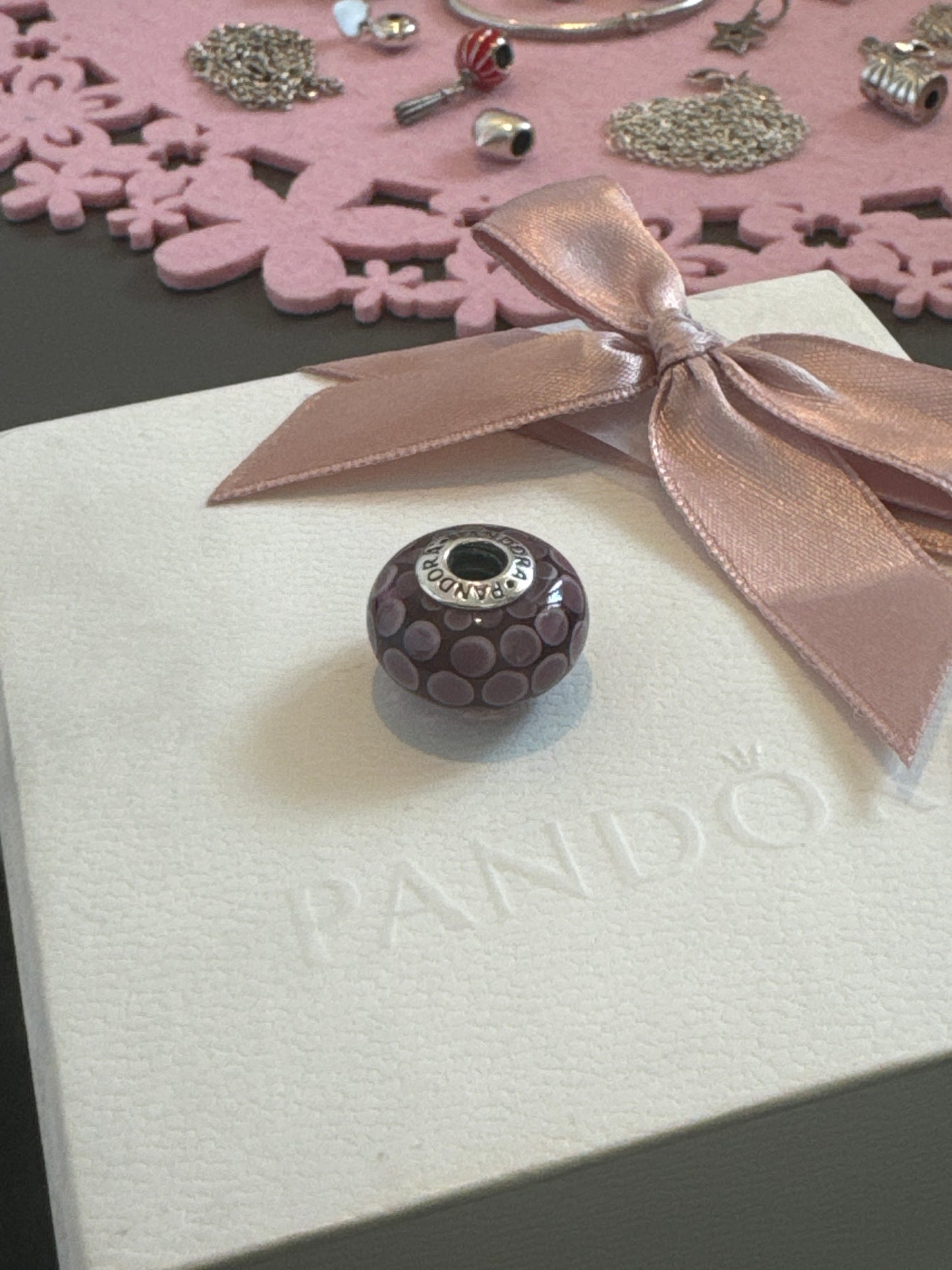 Genuine Pandora Giant XL Purple Polka Racer Large and Heavy and Retired
