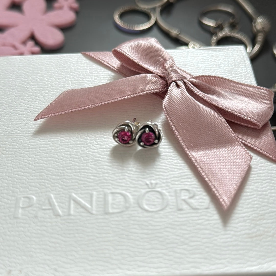Genuine Pandora Pink New Style Birthstone Earrings