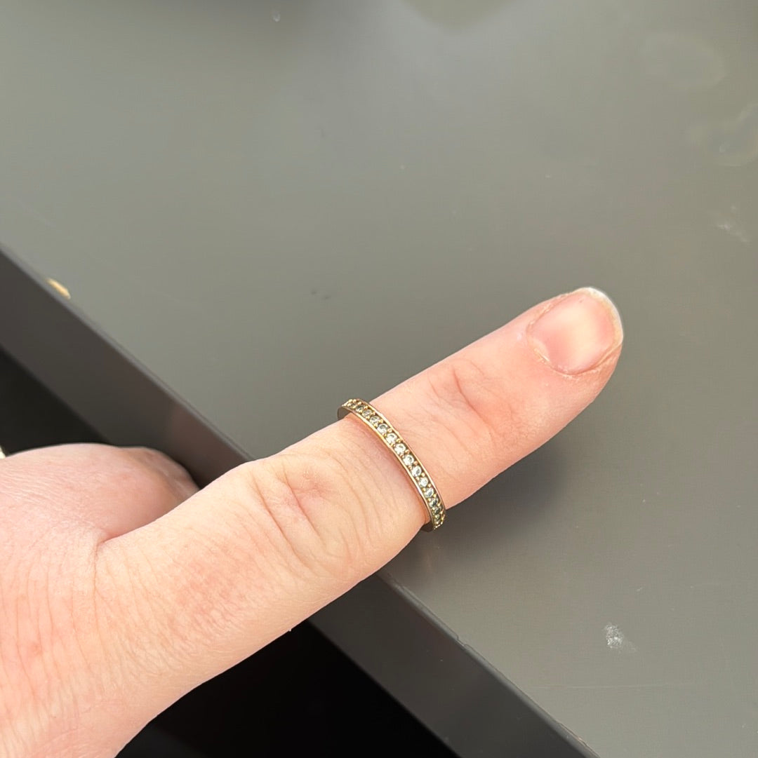 Sterling Silver Rose Gold With CZ Ring Size 51