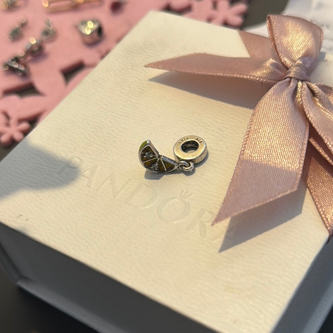 Genuine Pandora Enamel Pave Lemon Dangle Charm