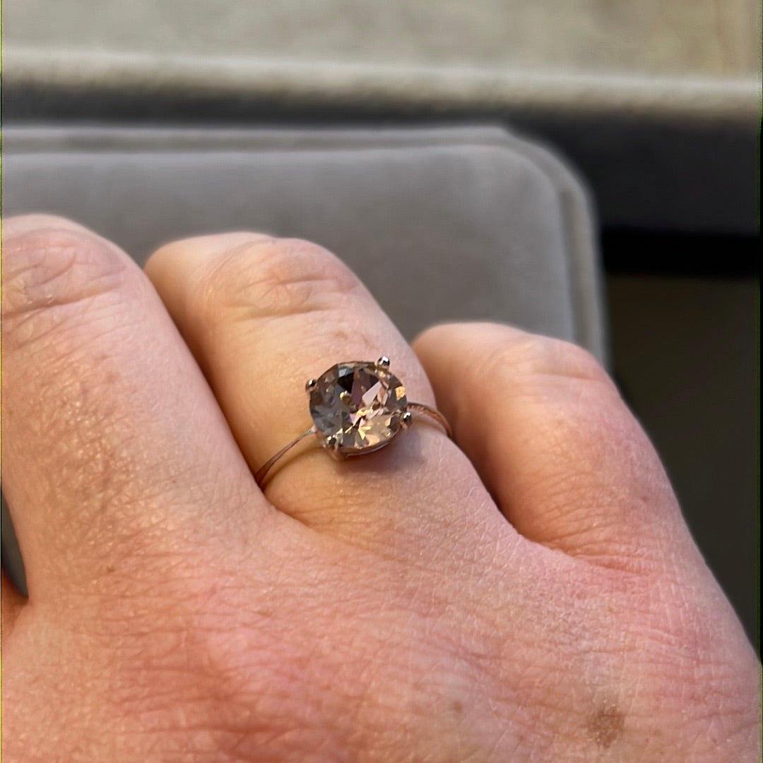 Sterling Silver Pink Circle CZ Ring 54