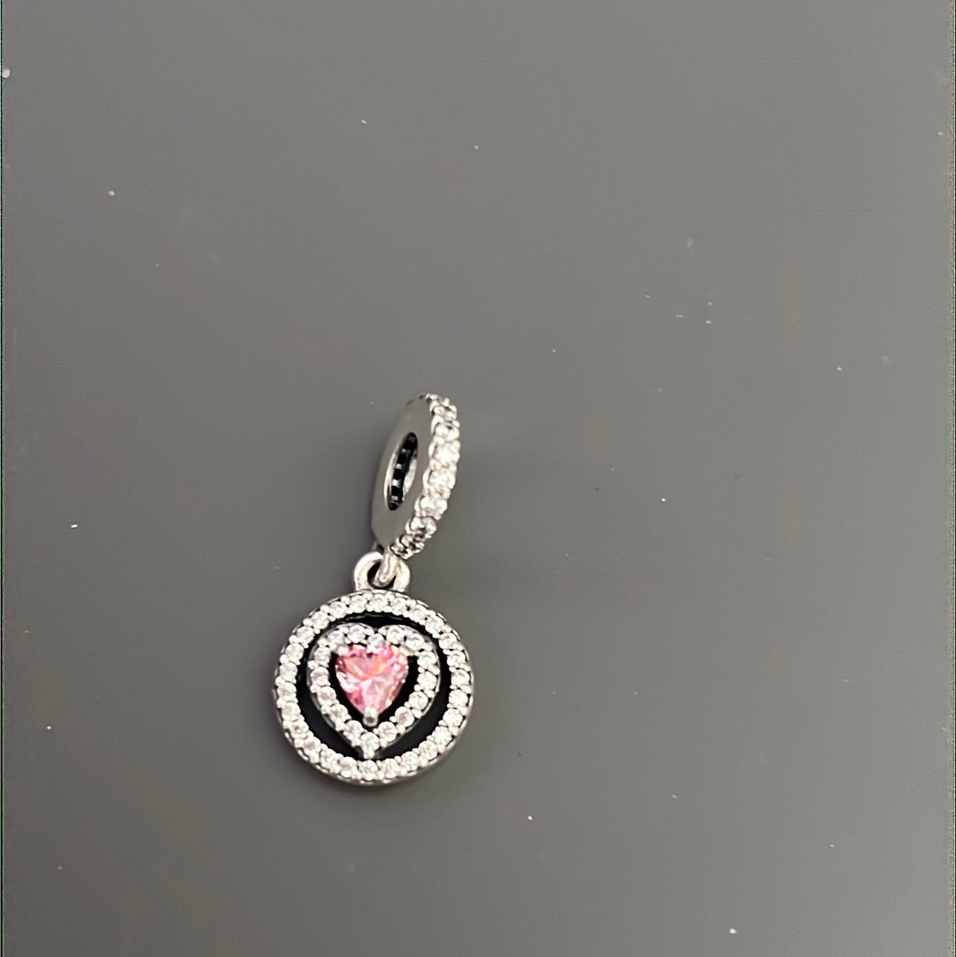 Genuine Pandora Pink Stone Heart Dangle Pendant