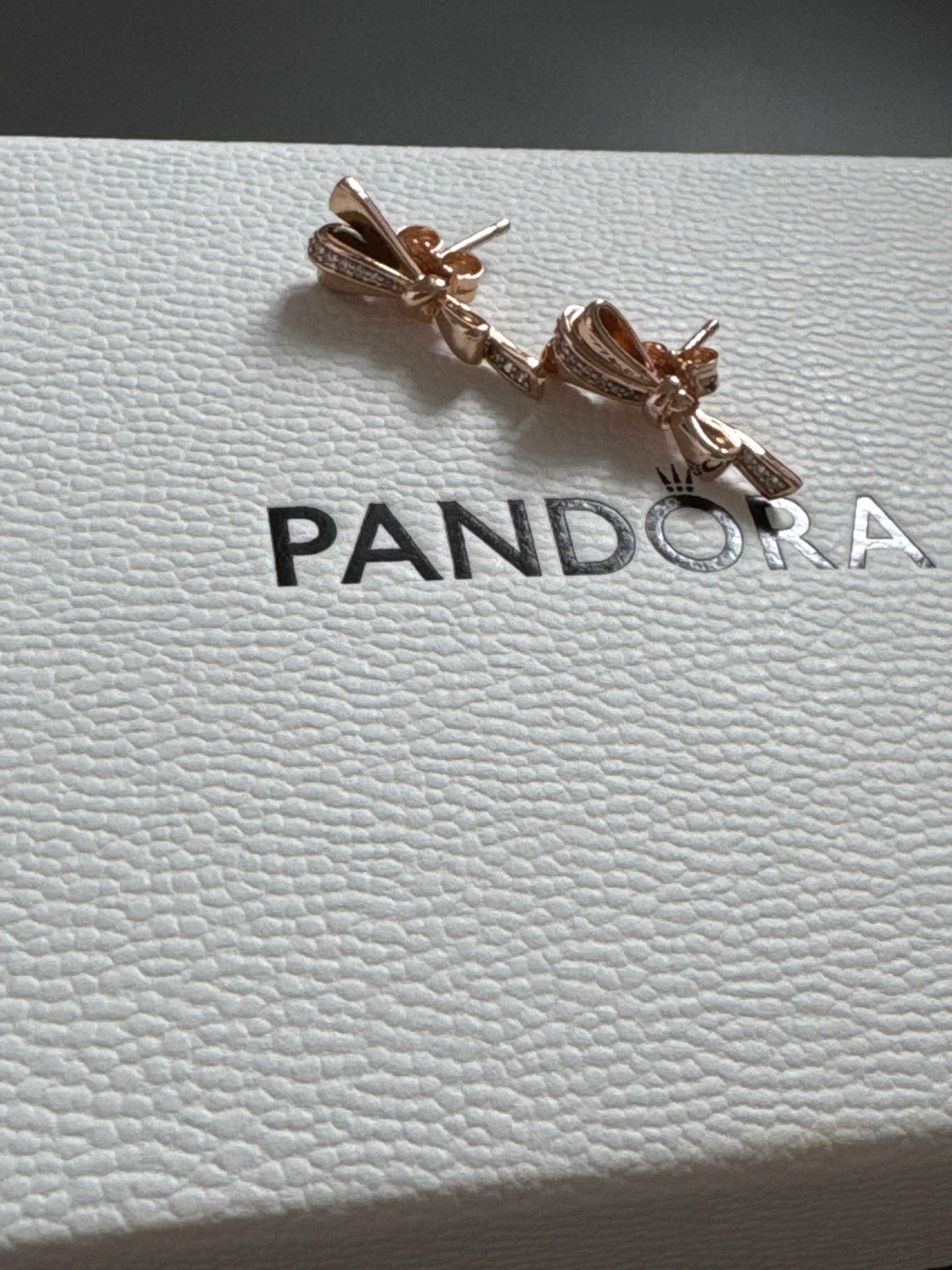 Genuine Pandora Rose Gold Oversized Bow Pave Earrings