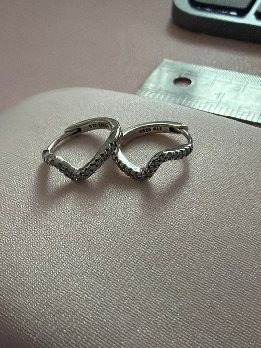 Genuine Pandora Wave Sparkling Pave Hoop Earrings