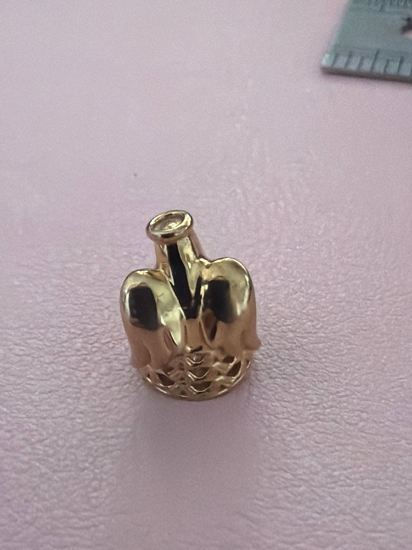 Genuine Pandora Solid G585 Gold New Style Openwork Angel Charm