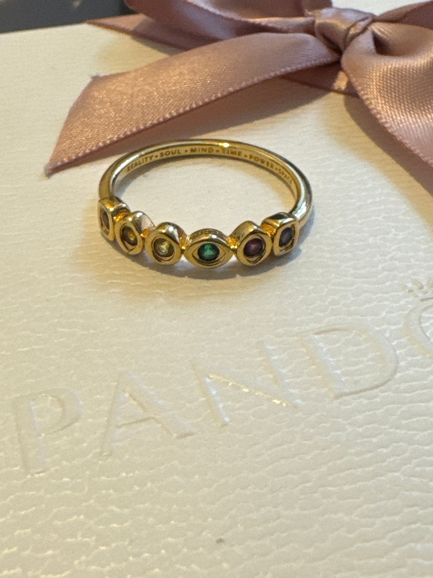 Genuine Pandora X Marvel Avengers Infinity Stones Shine Gold Ring Size 58