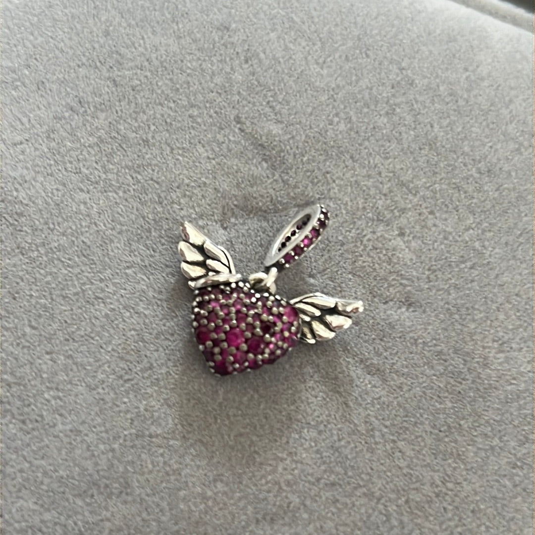 Genuine Pandora Angel Wing Halo Pave Charm Pendant