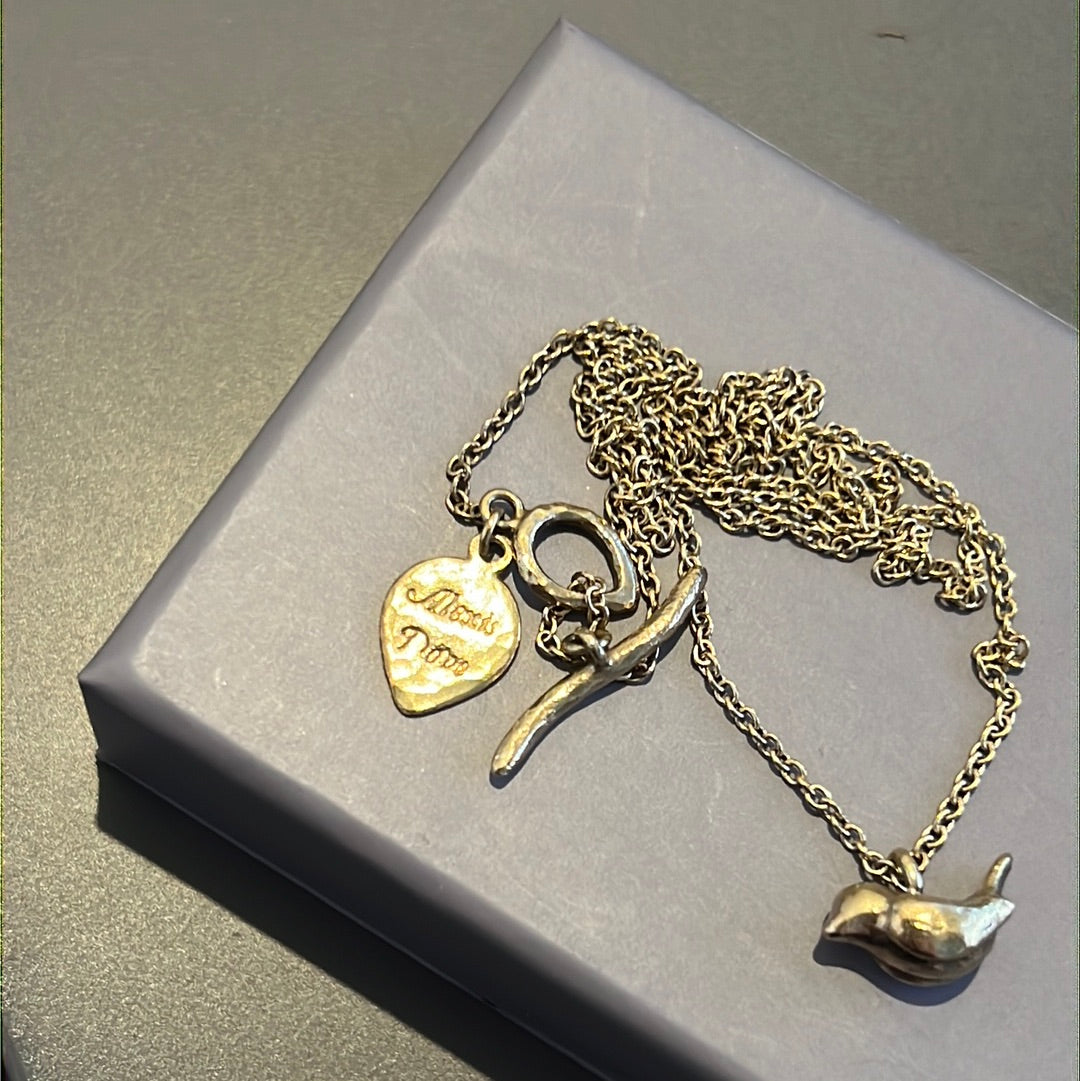 Genuine Alexis Dove Jewellery Tiny Wren Gold Plated Sterling Silver Necklace 45cm