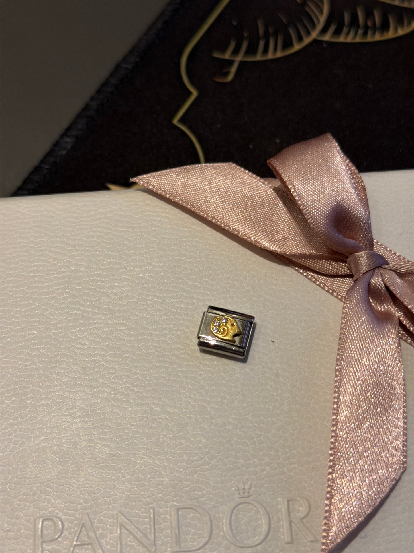 Genuine Nominations Silver Link Charm Gold CZ Horoscope Aries