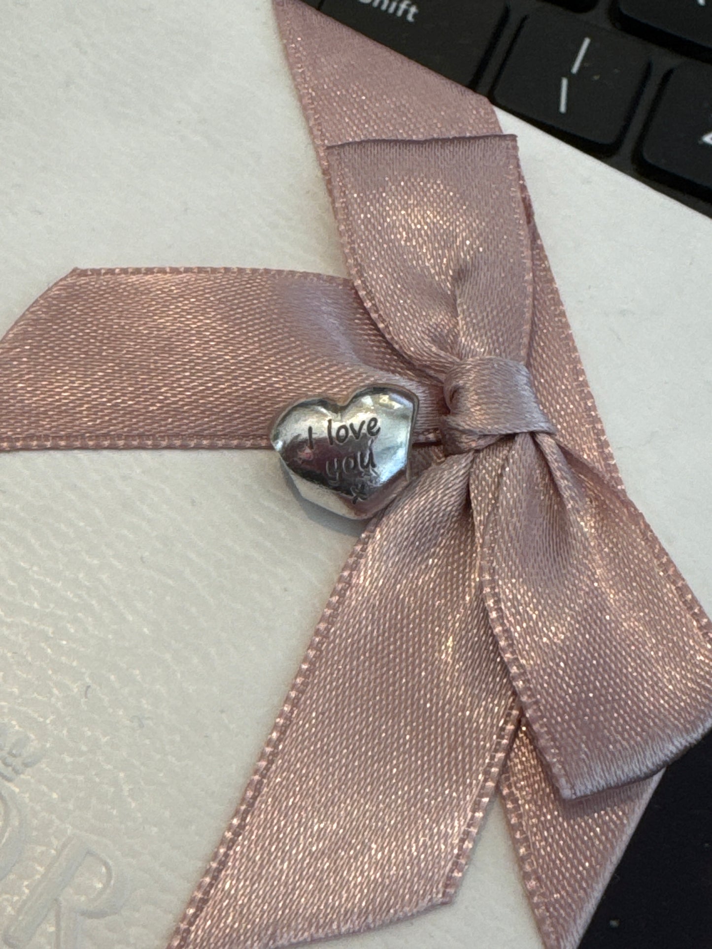 Genuine Pandora Puffed Heart With 'forever in my heart.' & 'I love you' Charm