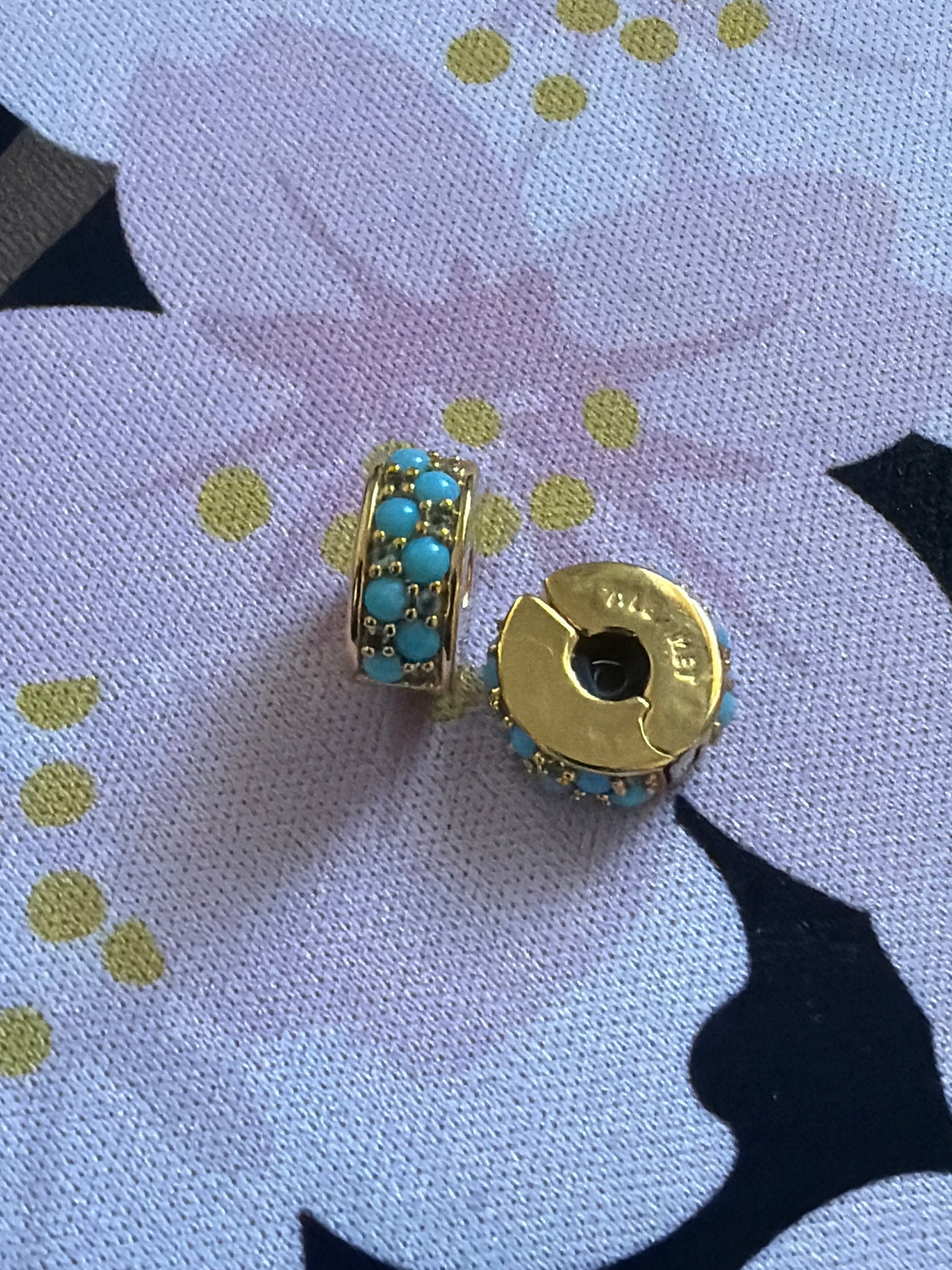 Genuine Pandora Shine Gold Aqua Teal Turquoise Silicone Clips