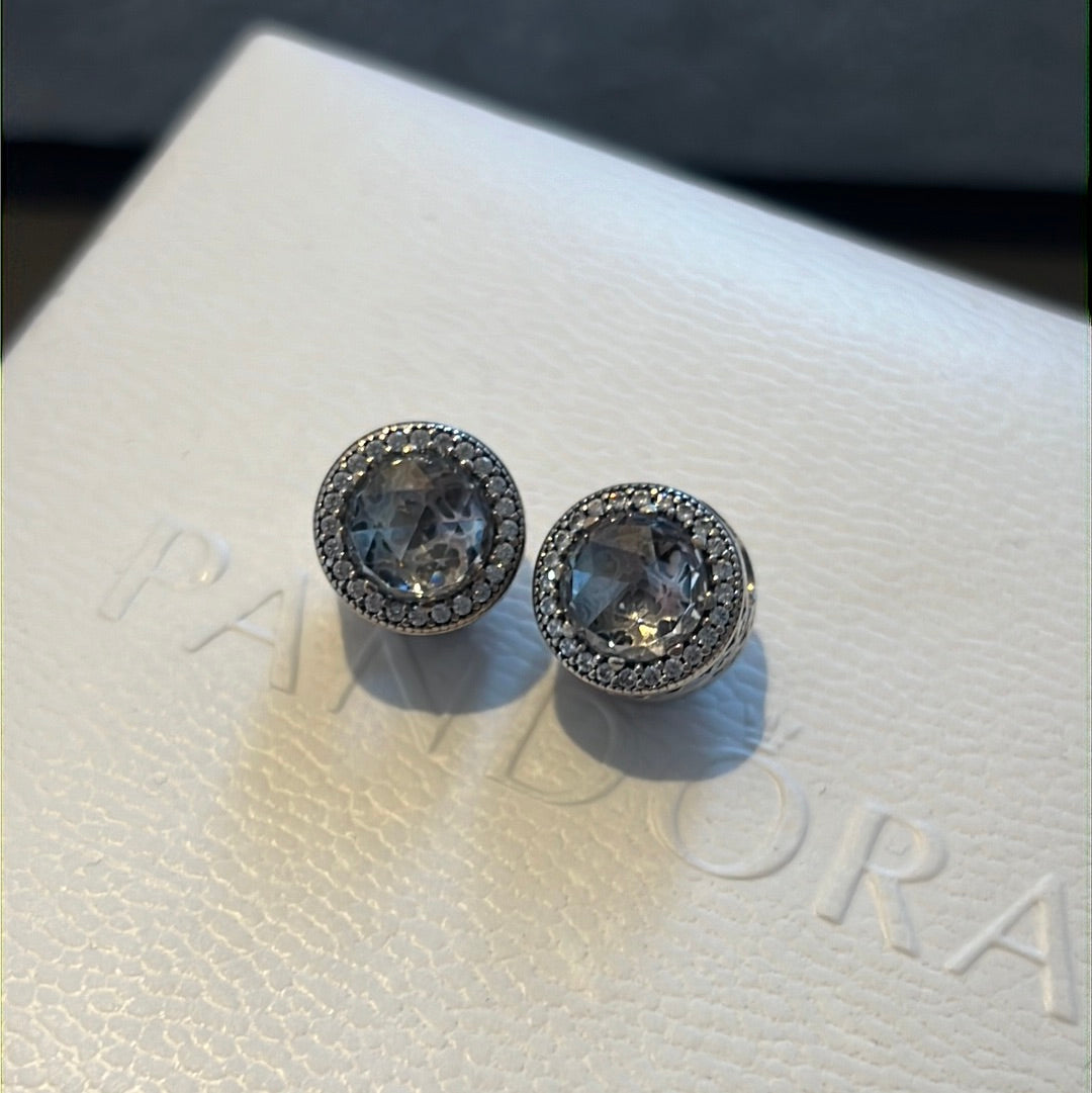 Genuine Pandora Clear Pave Radiants Hearts Pave Large Stone Charm Clip RARE HTF